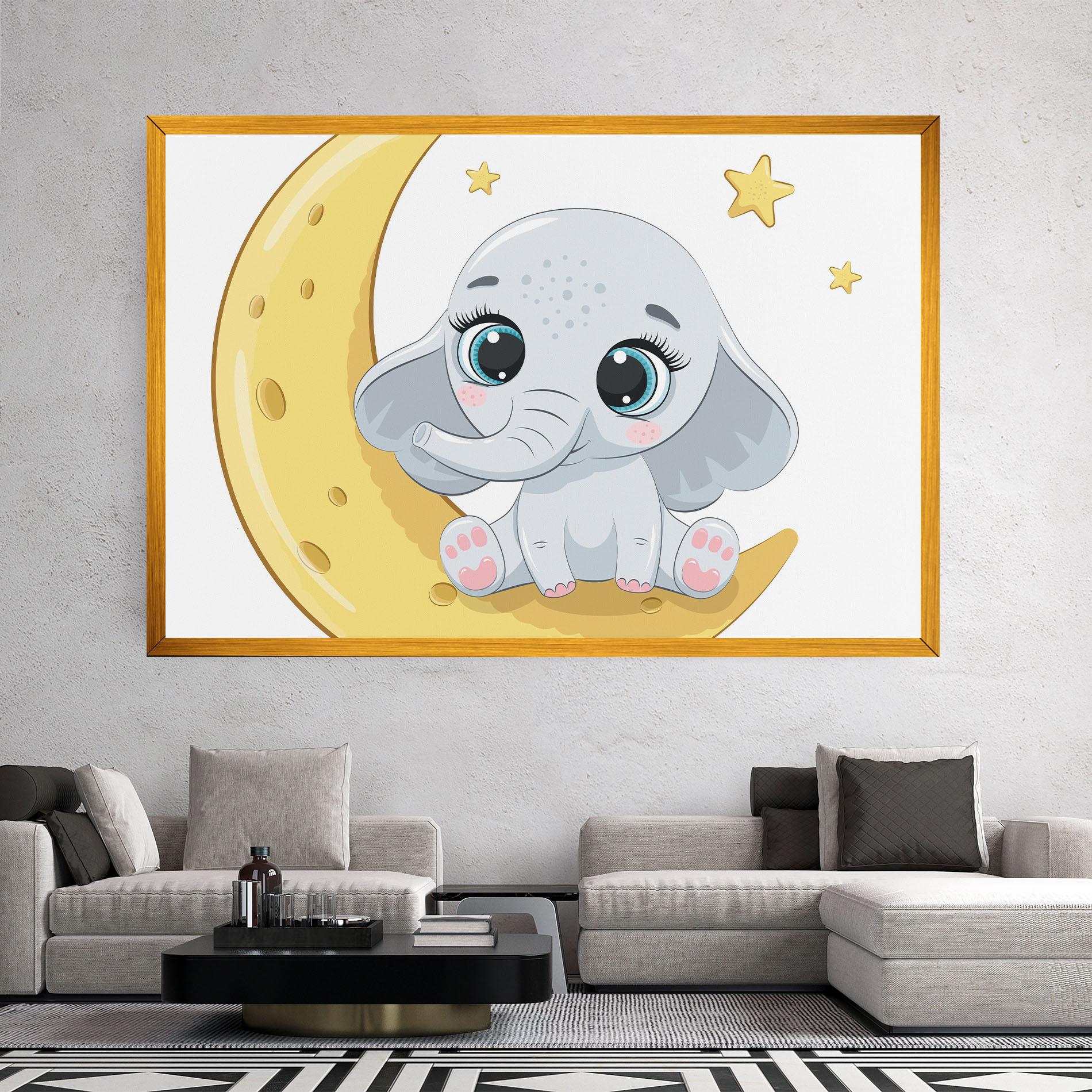 Картина на платно Cute Elephant Moon mockup 2