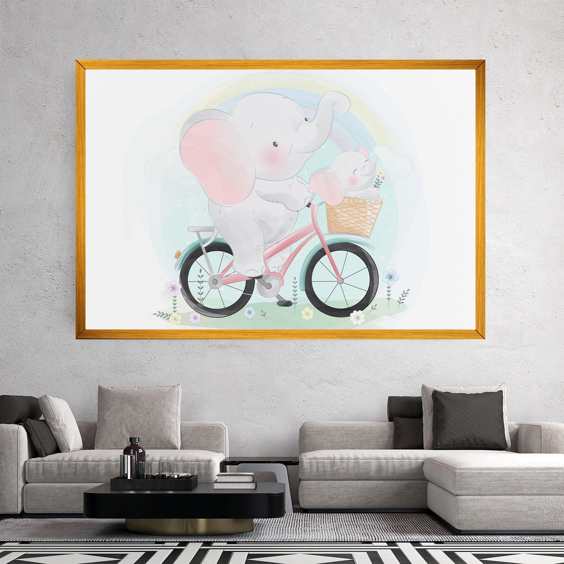 Картина на платно Elephant Bike mockup 2