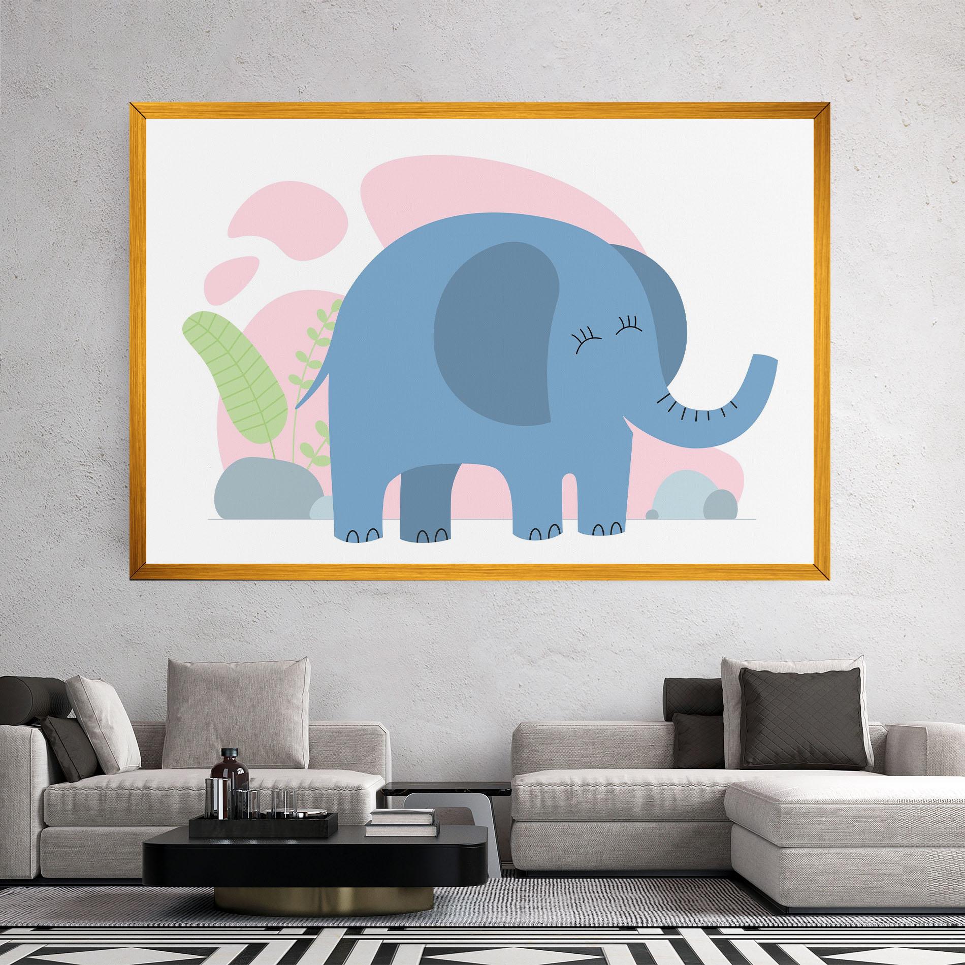 Картина на платно Leaf Cute Elephant mockup 2
