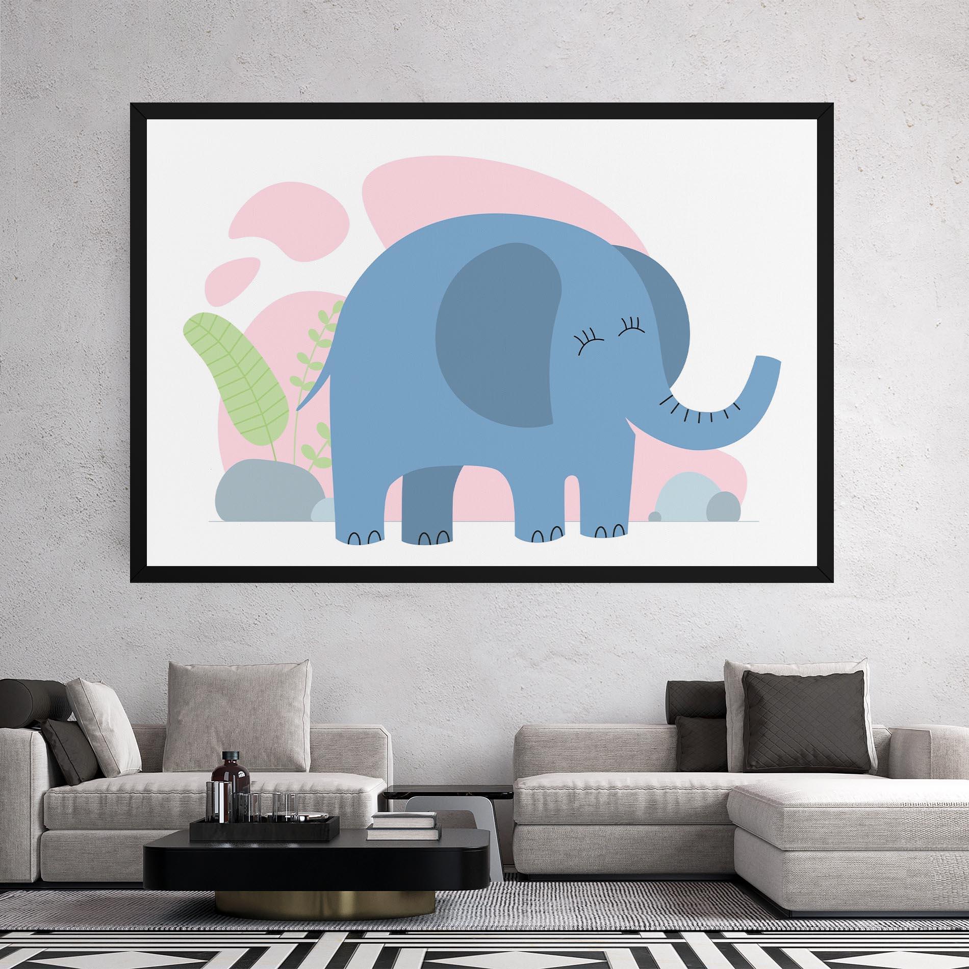 Картина на платно Leaf Cute Elephant mockup 2