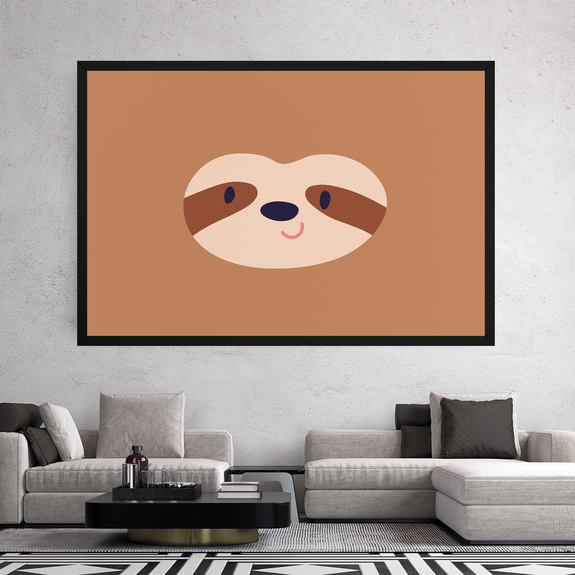 Картина на платно Sloth Face Portrait mockup 2