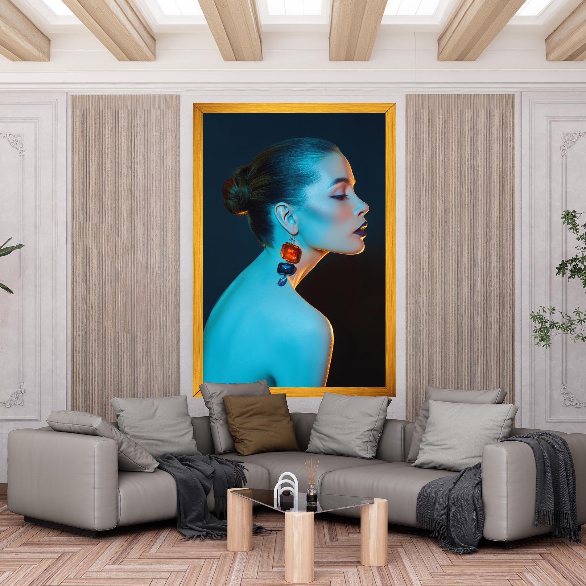 Картина на платно Blue Light Earring mockup 6