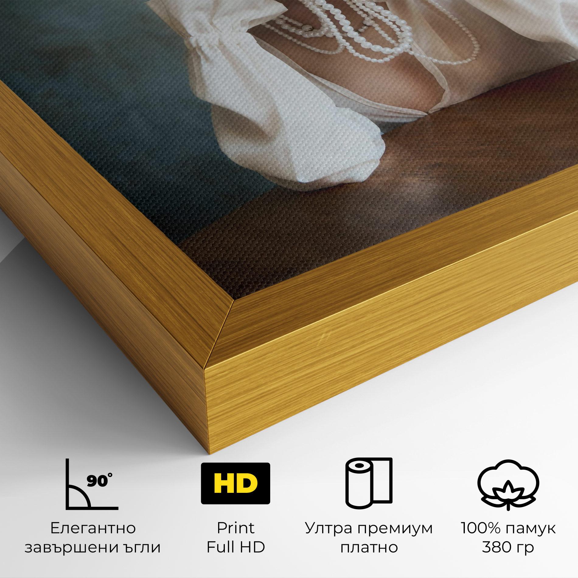 Картина на платно Girl White Pearls mockup 4