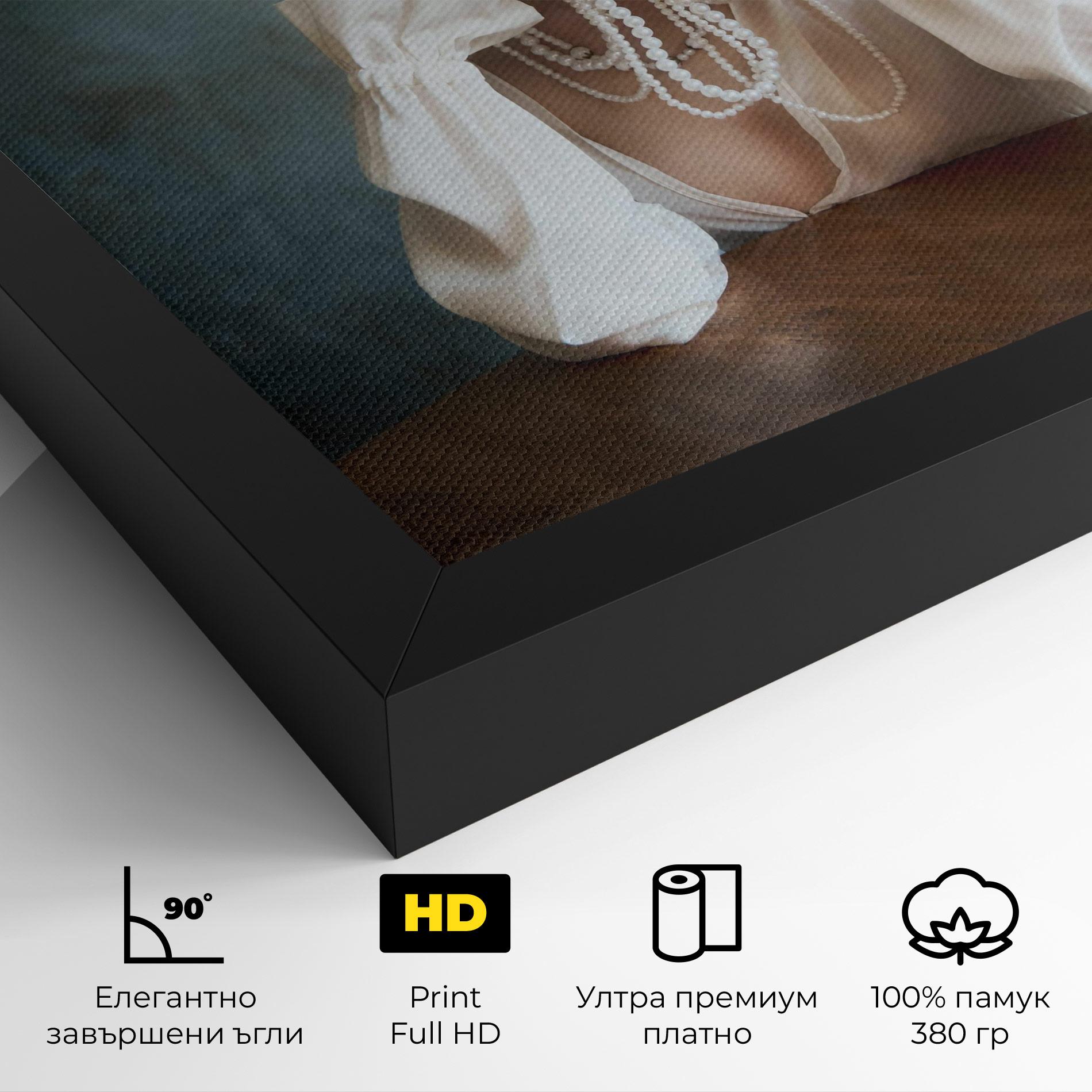 Картина на платно Girl White Pearls mockup 4