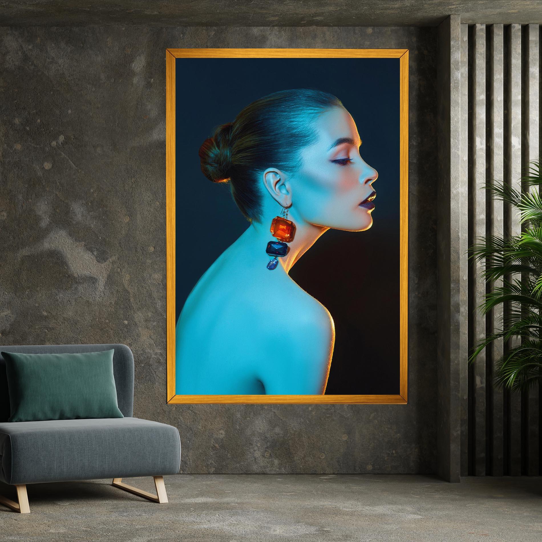 Картина на платно Blue Light Earring mockup 7