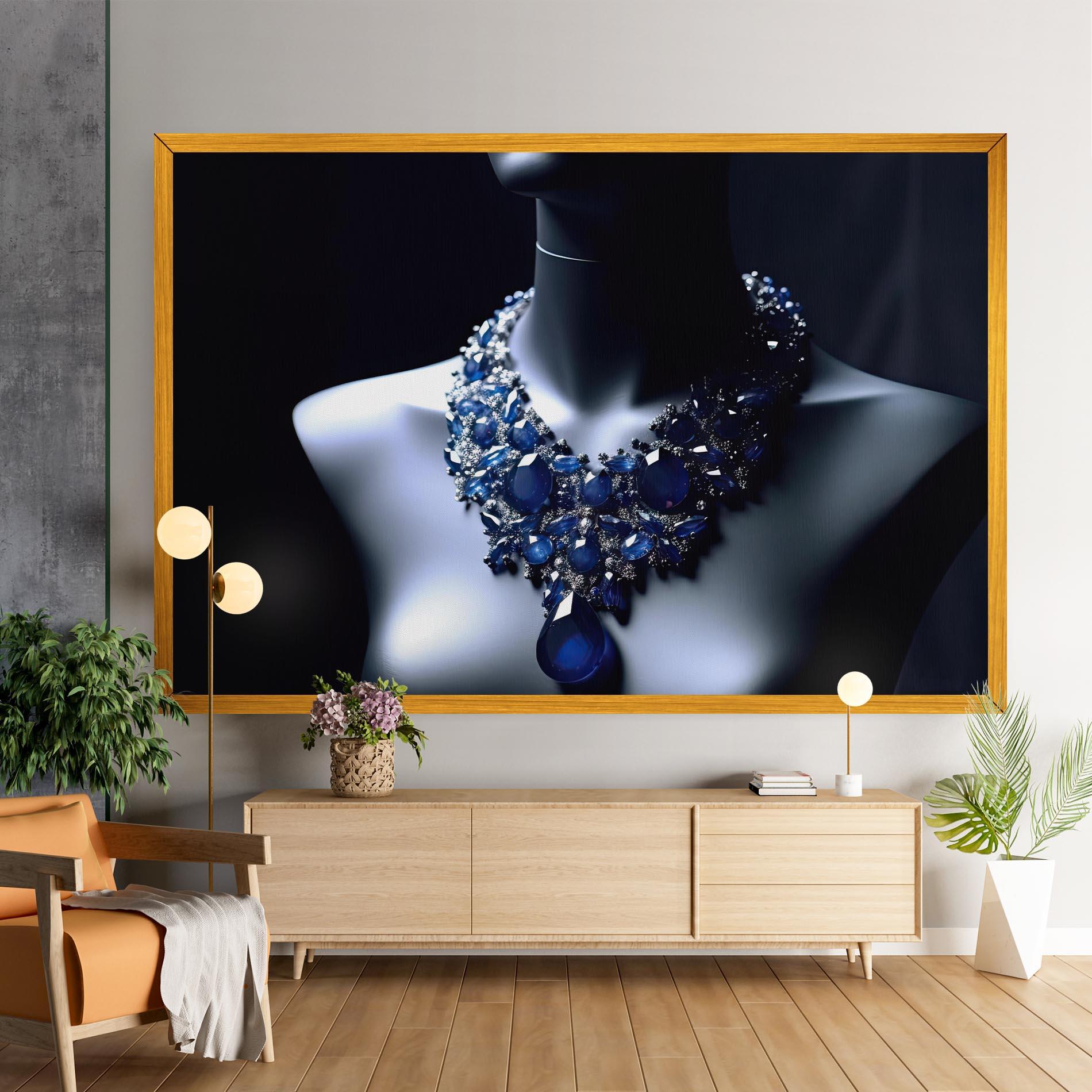 Картина на платно Blue Diamonds Necklace mockup 9