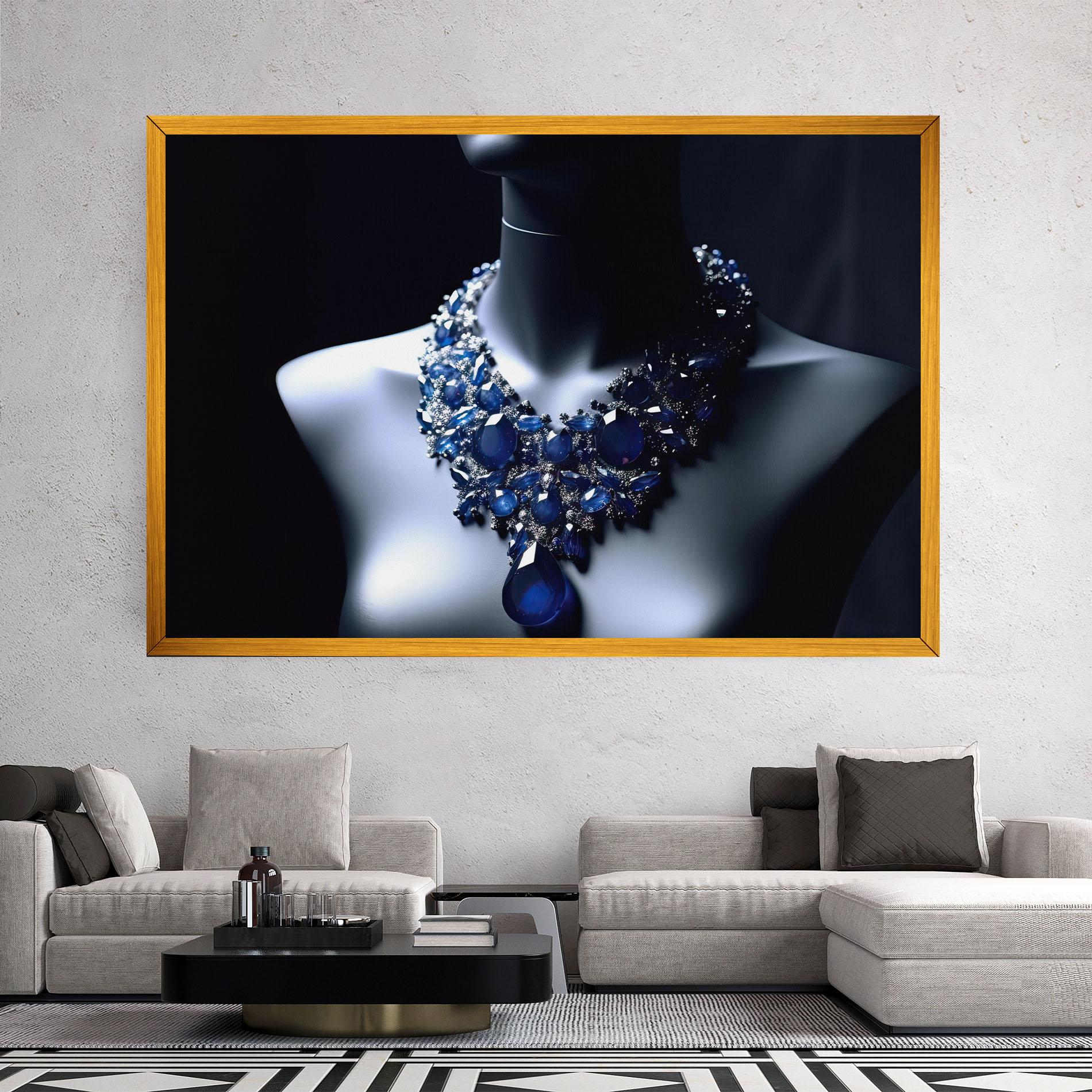 Картина на платно Blue Diamonds Necklace mockup 2