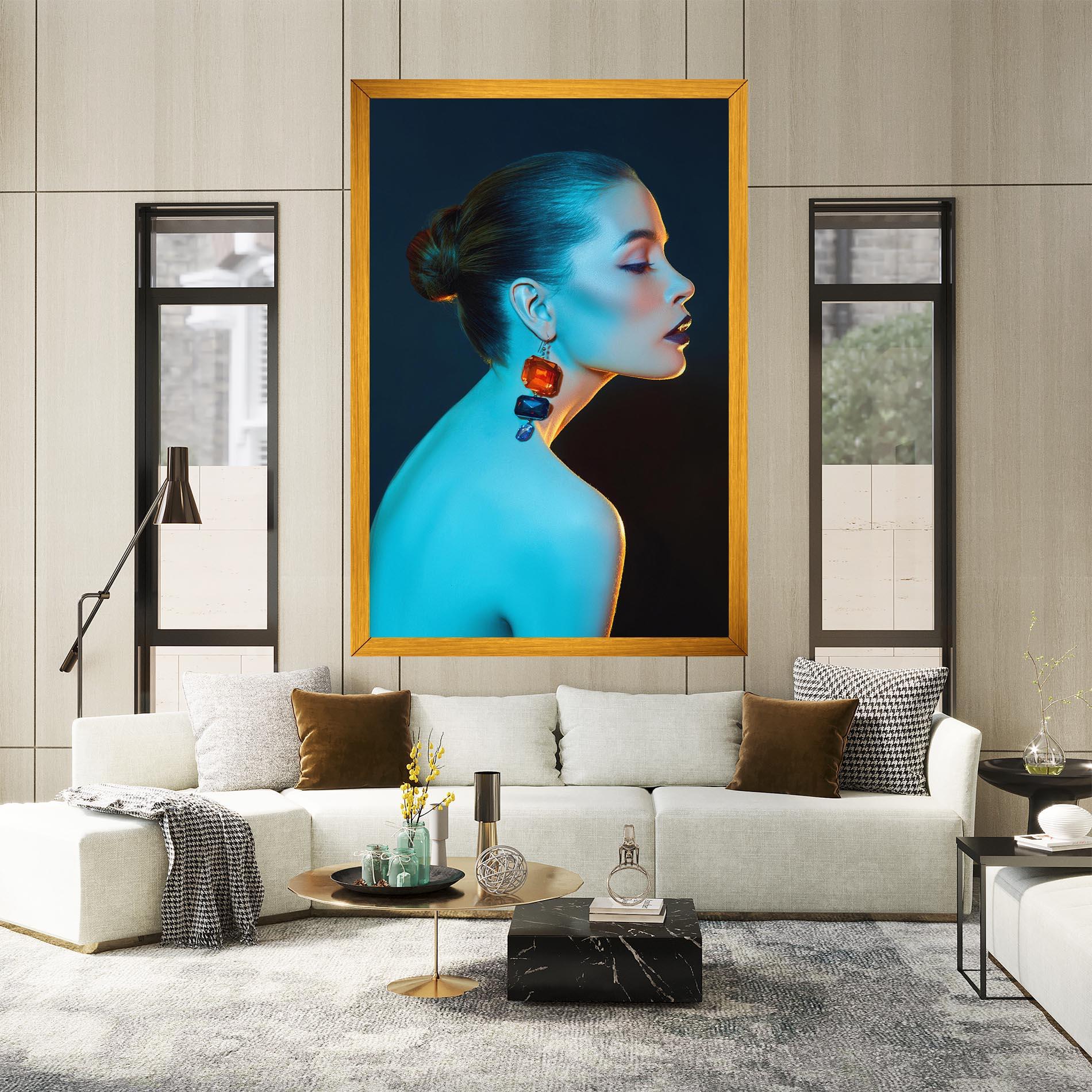 Картина на платно Blue Light Earring mockup 2