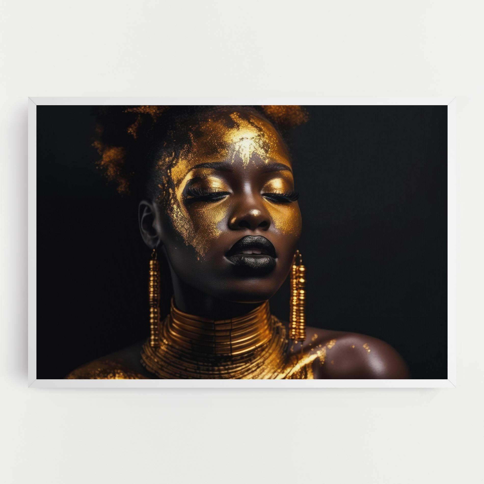 Картина на платно Gold Makeup Black Lips mockup 0