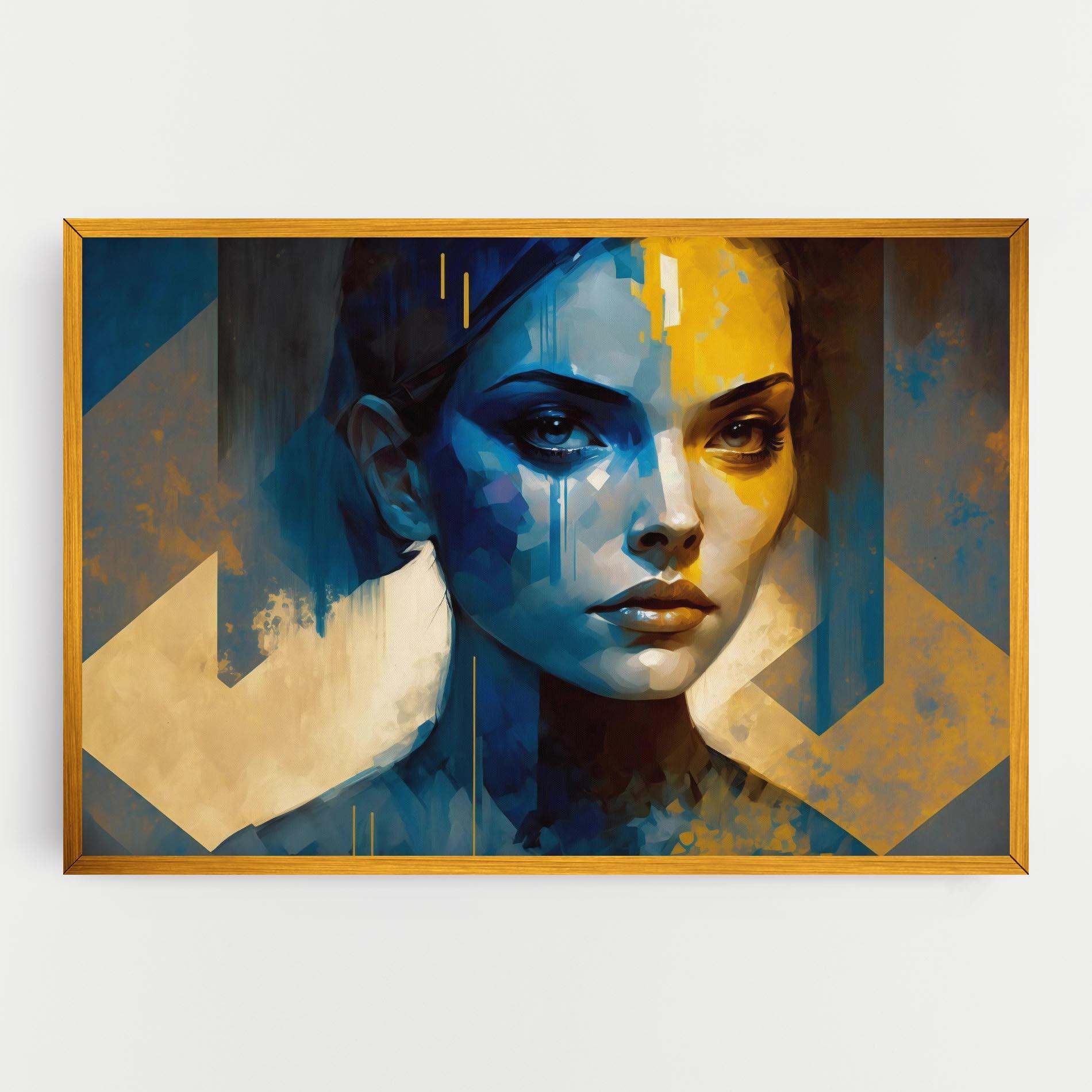 Картина на платно Gold Blue Face mockup 0
