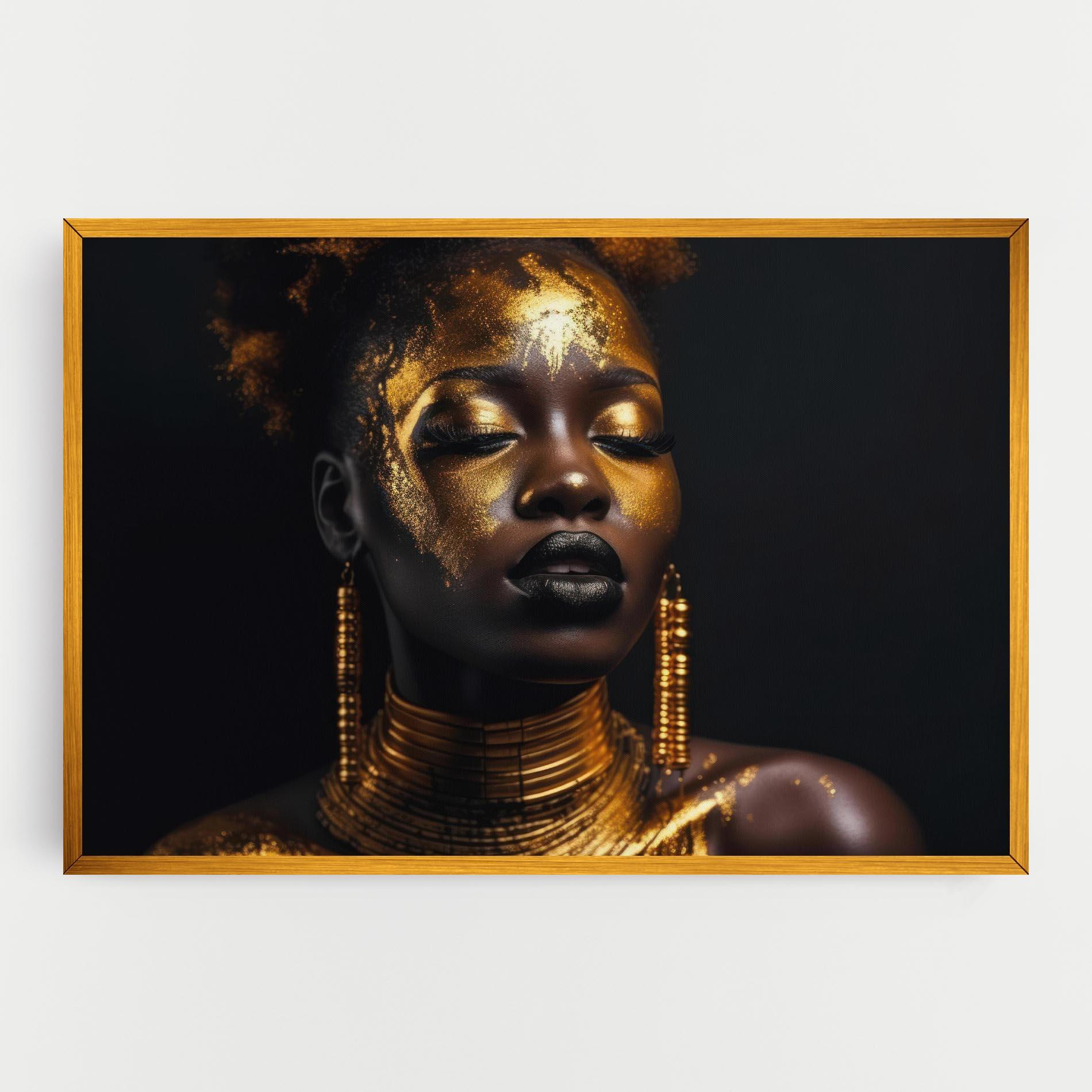 Картина на платно Gold Makeup Black Lips mockup 0