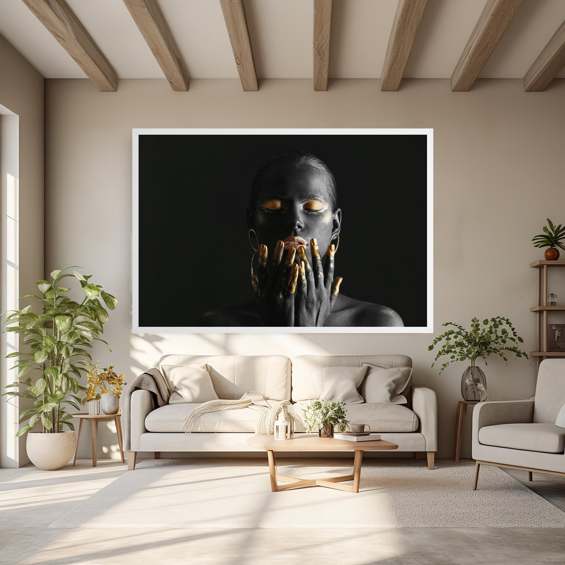 Картина на платно Black Golden Makeup mockup 6