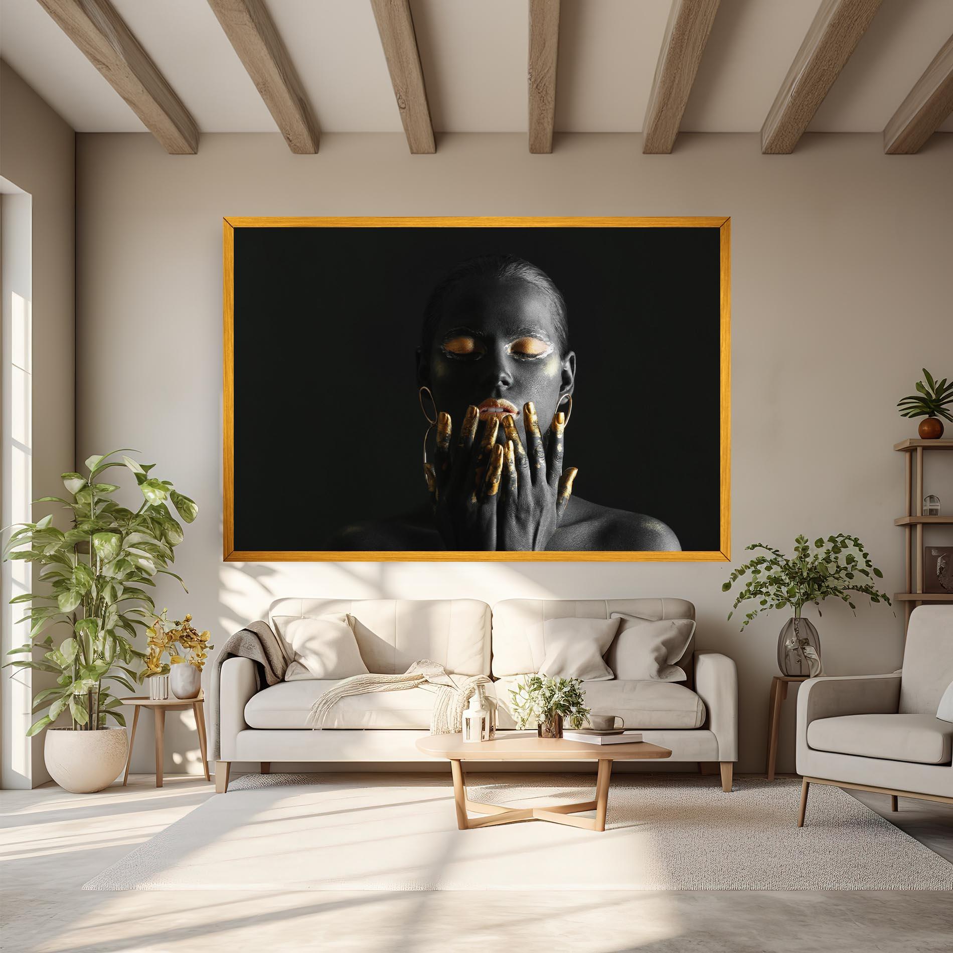 Картина на платно Black Golden Makeup mockup 6