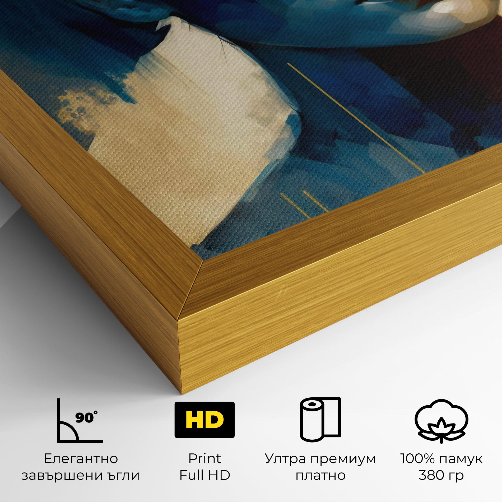 Картина на платно Gold Blue Face mockup 4