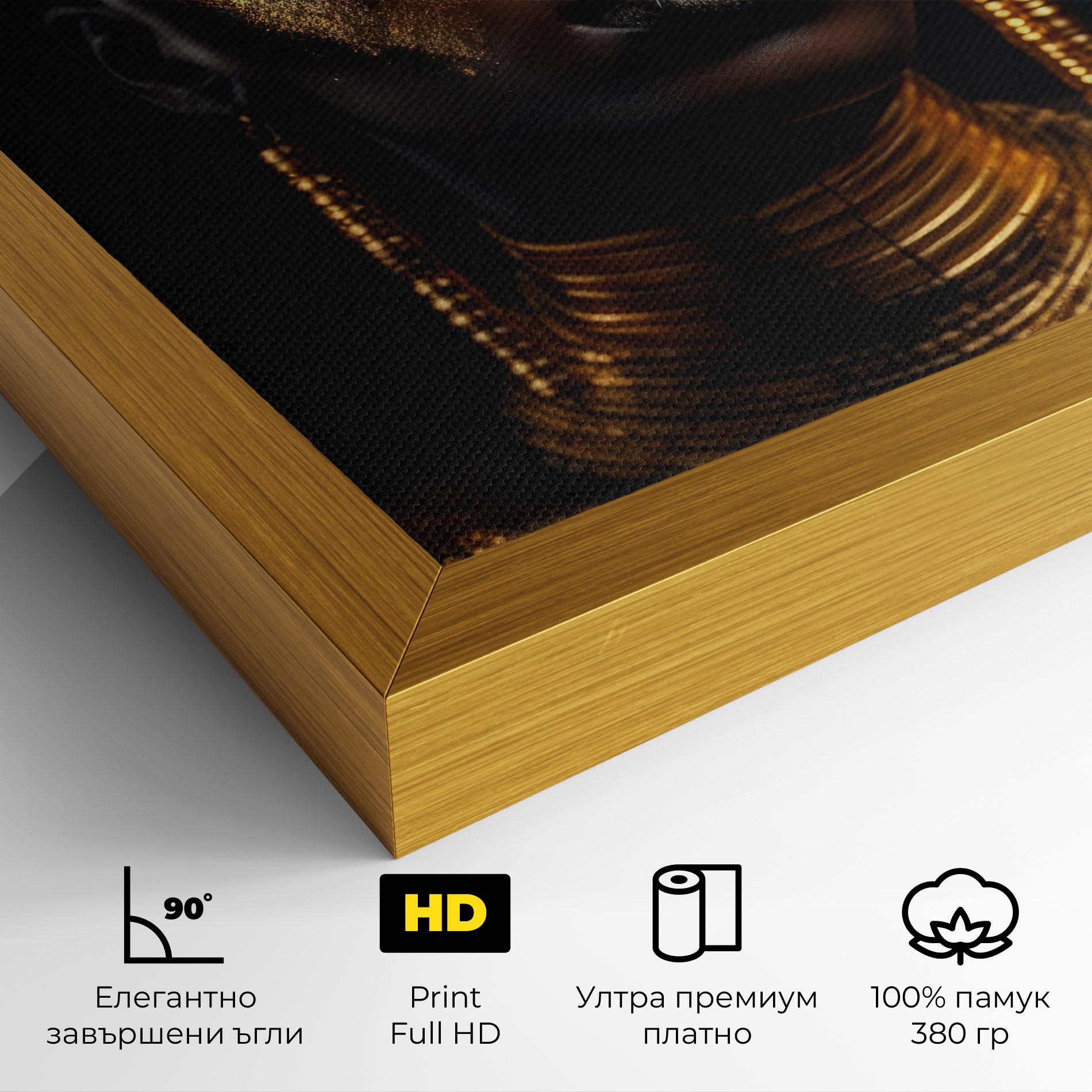 Картина на платно Gold Makeup Black Lips mockup 4