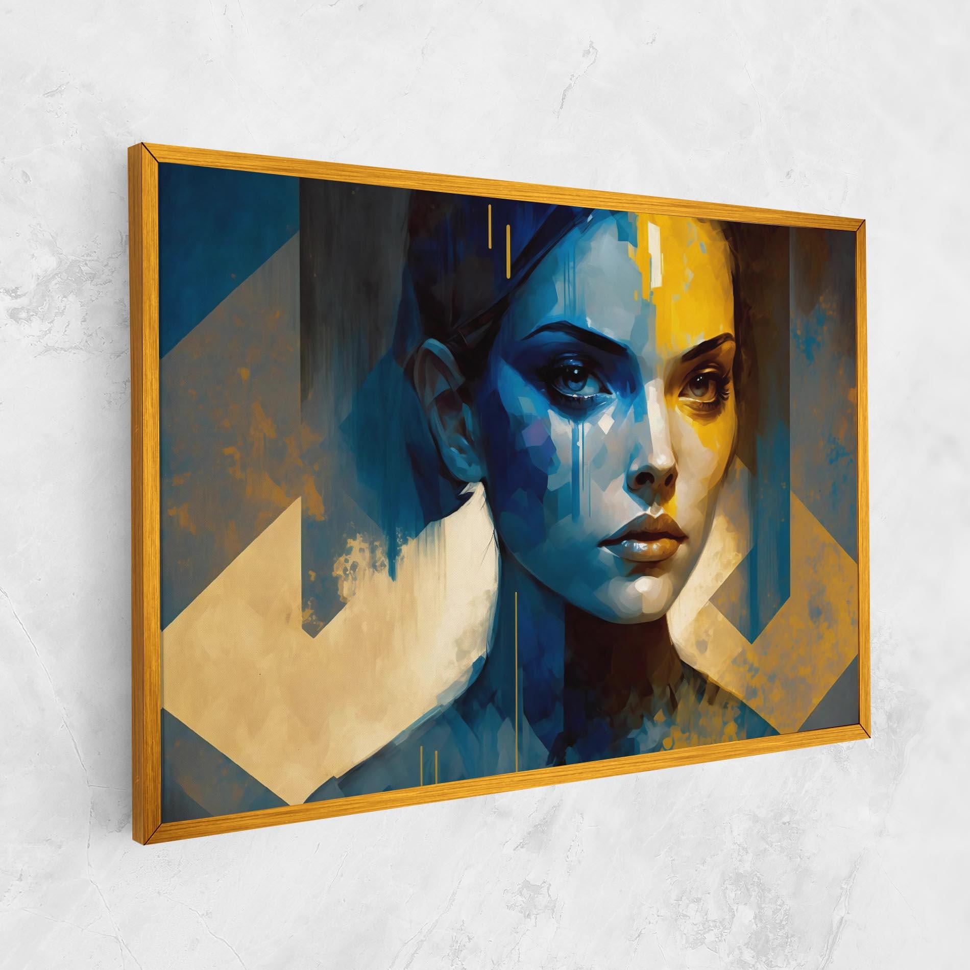 Картина на платно Gold Blue Face mockup 1