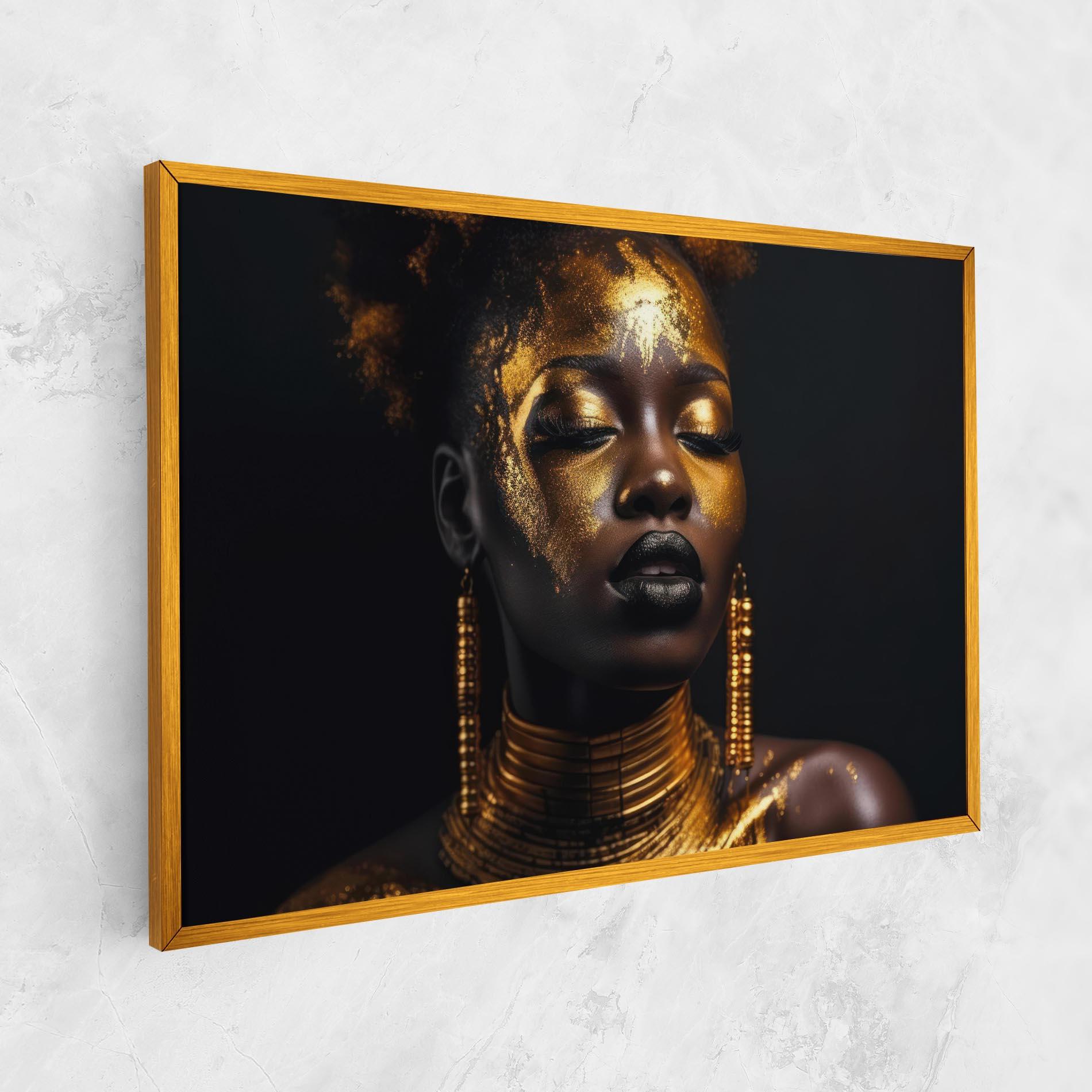 Картина на платно Gold Makeup Black Lips mockup 1