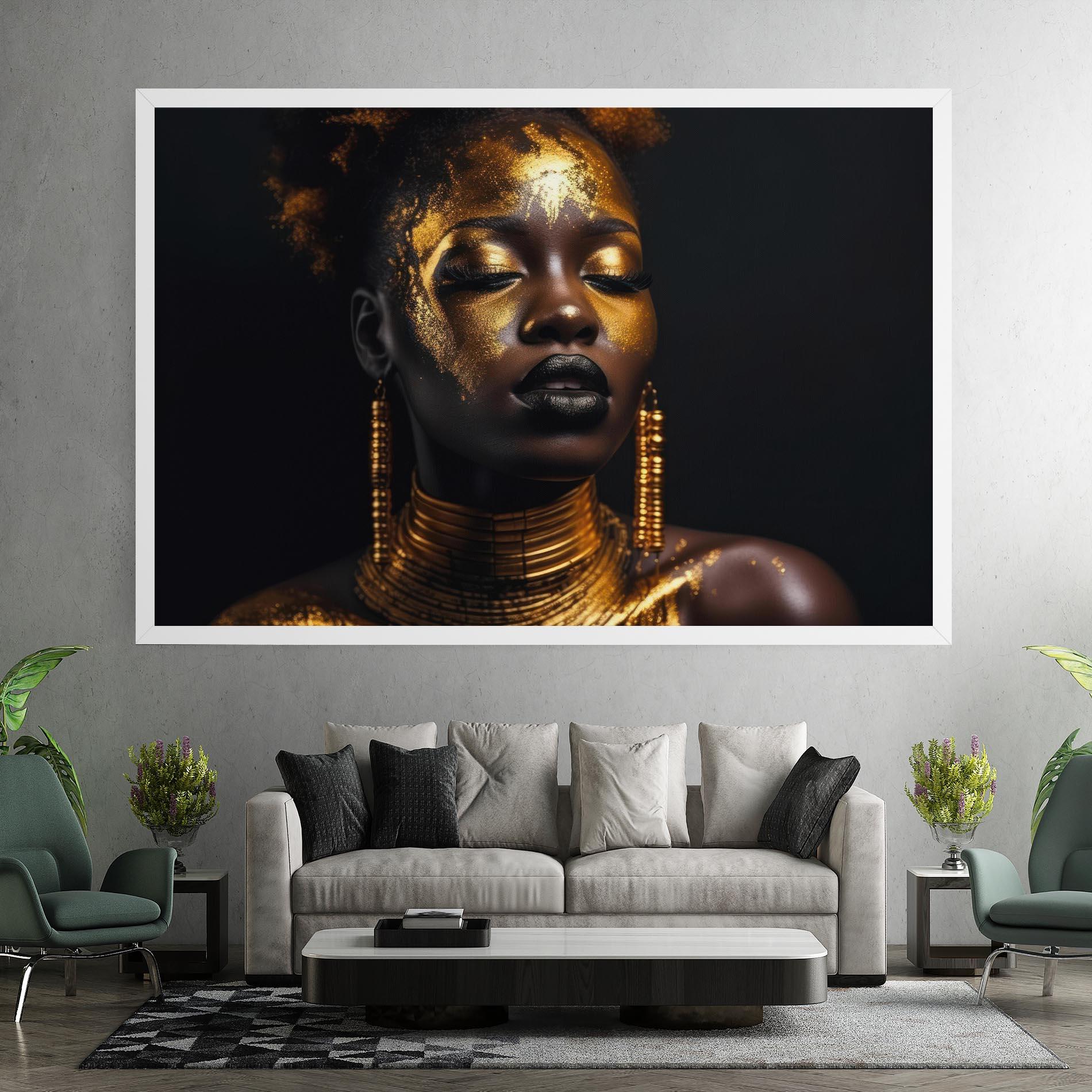 Картина на платно Gold Makeup Black Lips mockup 7