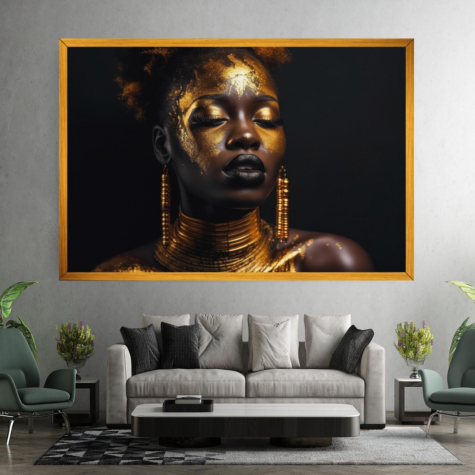 Картина на платно Gold Makeup Black Lips mockup 7