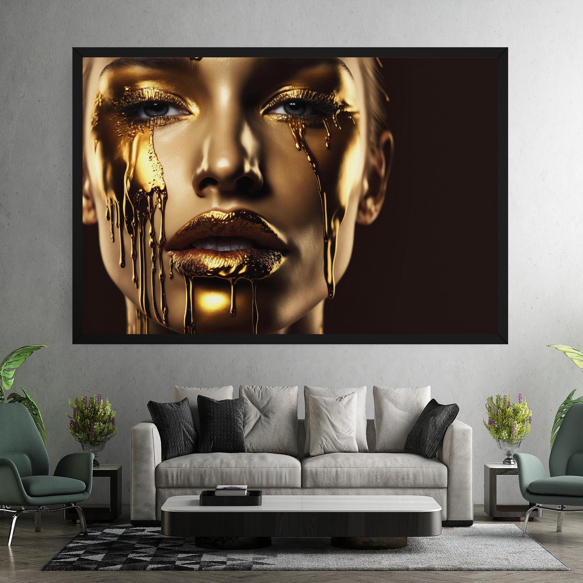 Картина на платно Gold Dripping Makeup mockup 7