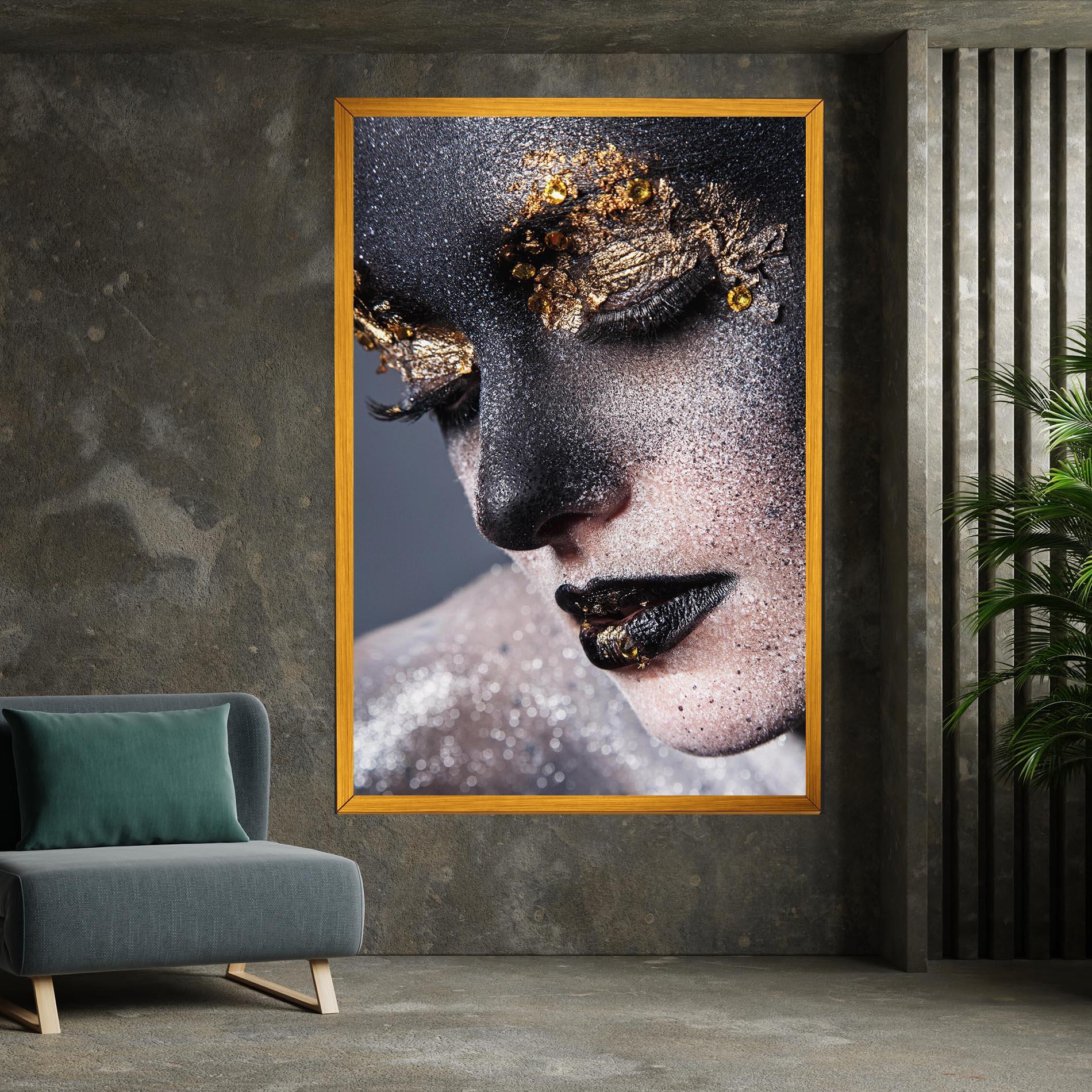 Картина на платно Beautiful Gold Artistic Makeup mockup 7