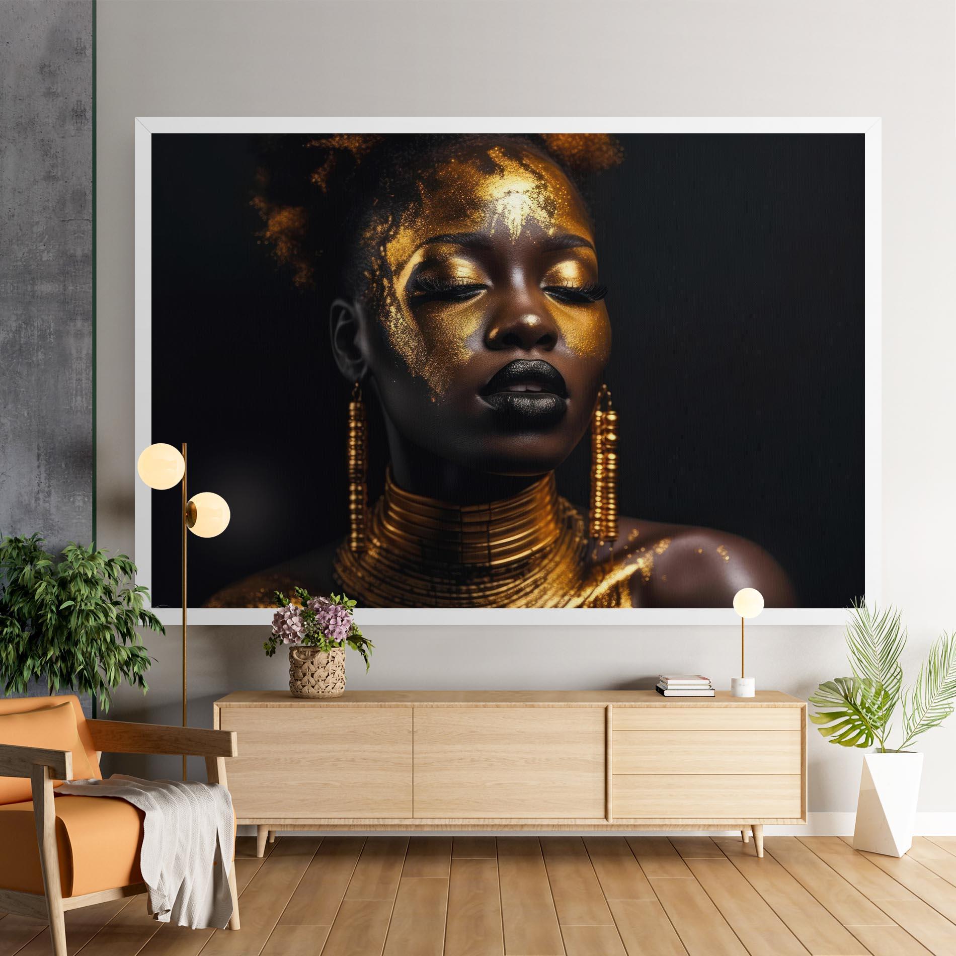 Картина на платно Gold Makeup Black Lips mockup 9