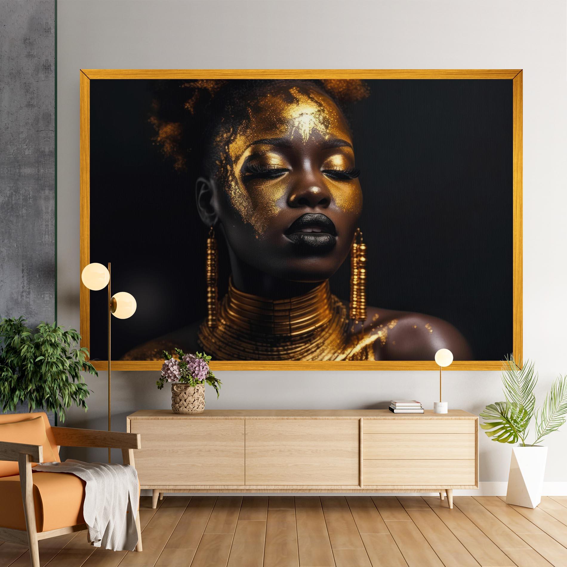 Картина на платно Gold Makeup Black Lips mockup 9