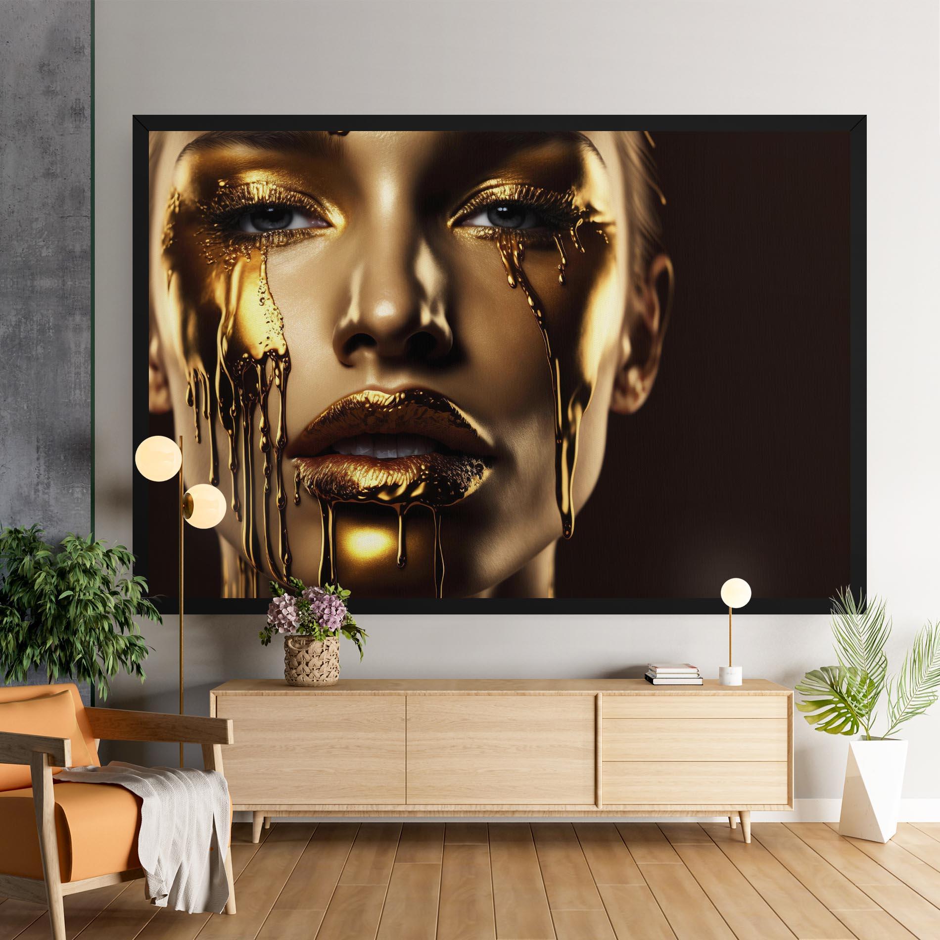 Картина на платно Gold Dripping Makeup mockup 9