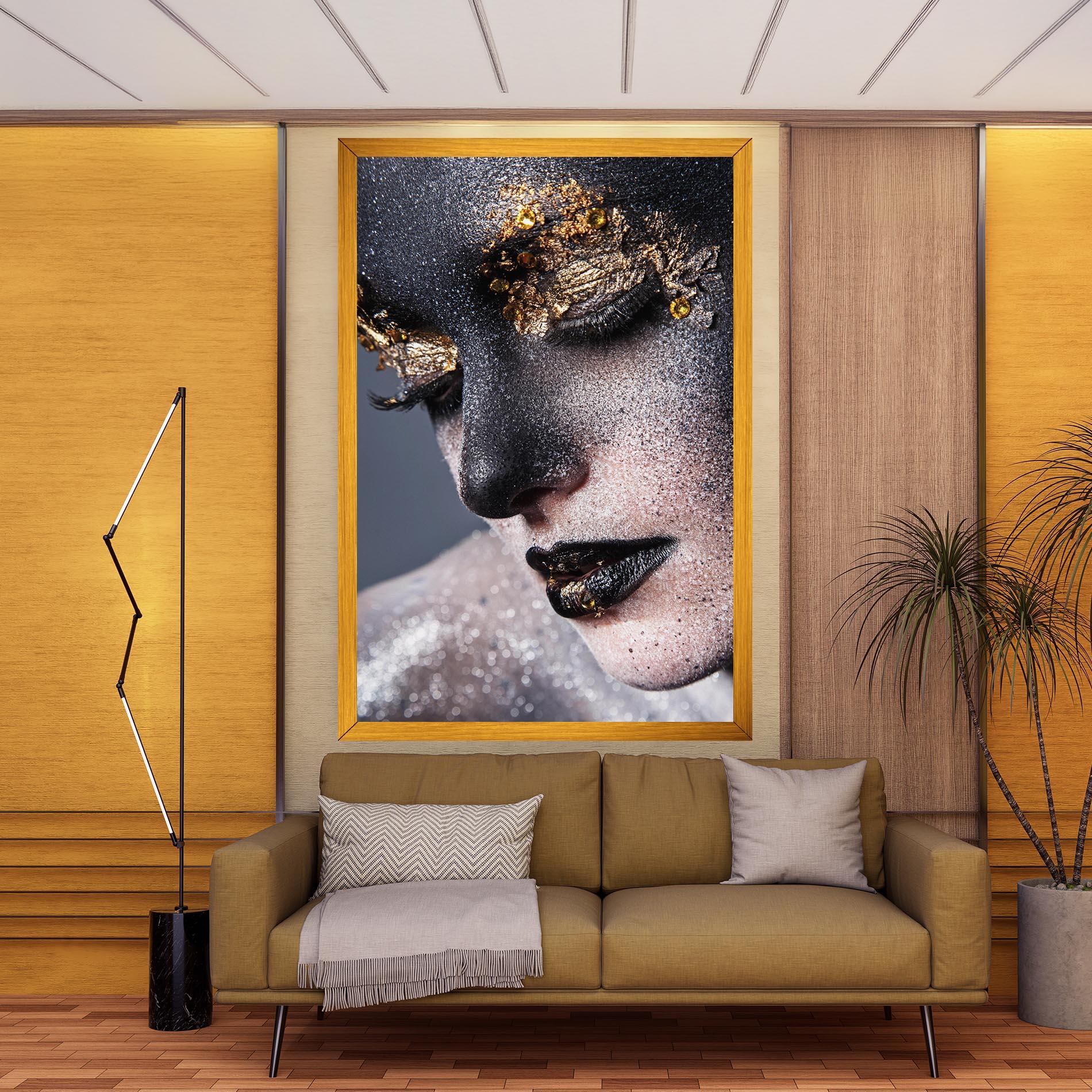 Картина на платно Beautiful Gold Artistic Makeup mockup 9