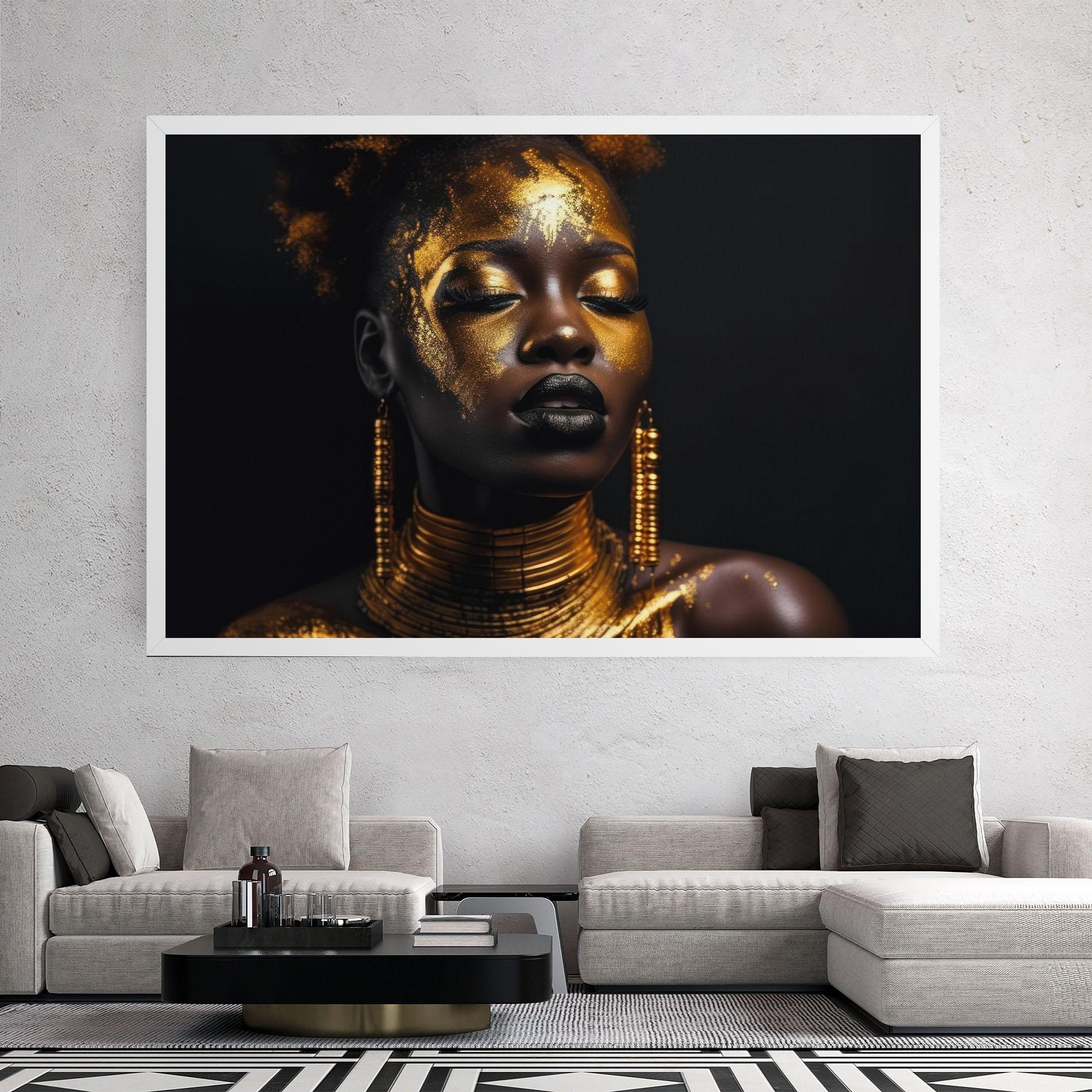 Картина на платно Gold Makeup Black Lips mockup 2