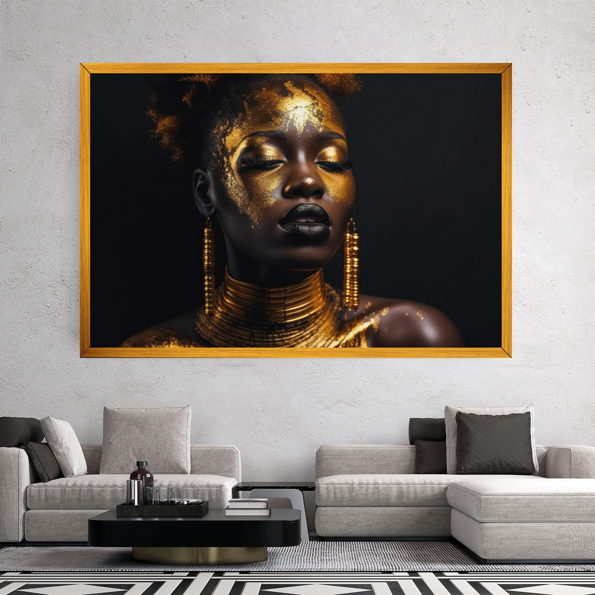 Картина на платно Gold Makeup Black Lips mockup 2