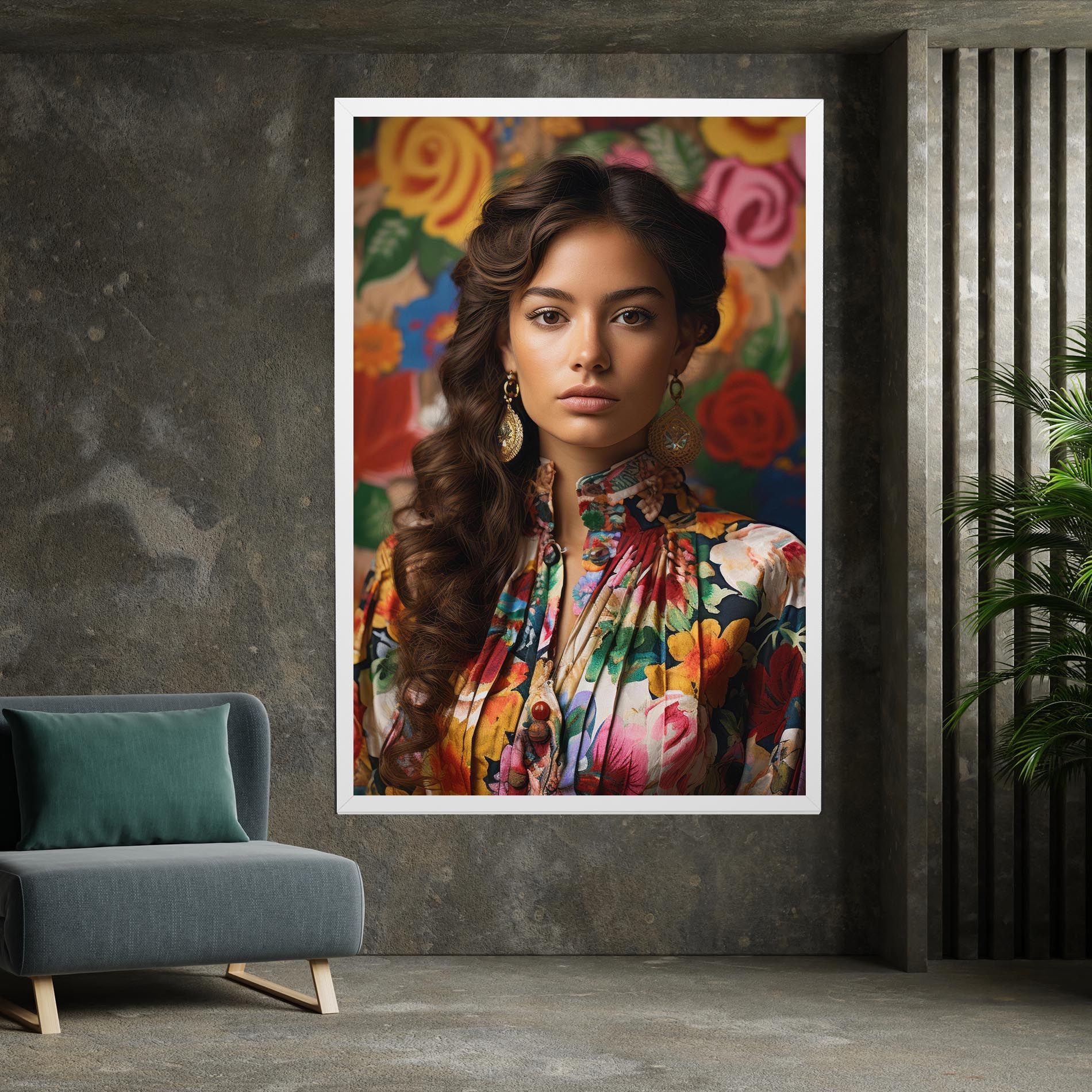 Floral Dress Long Hair mockup 7