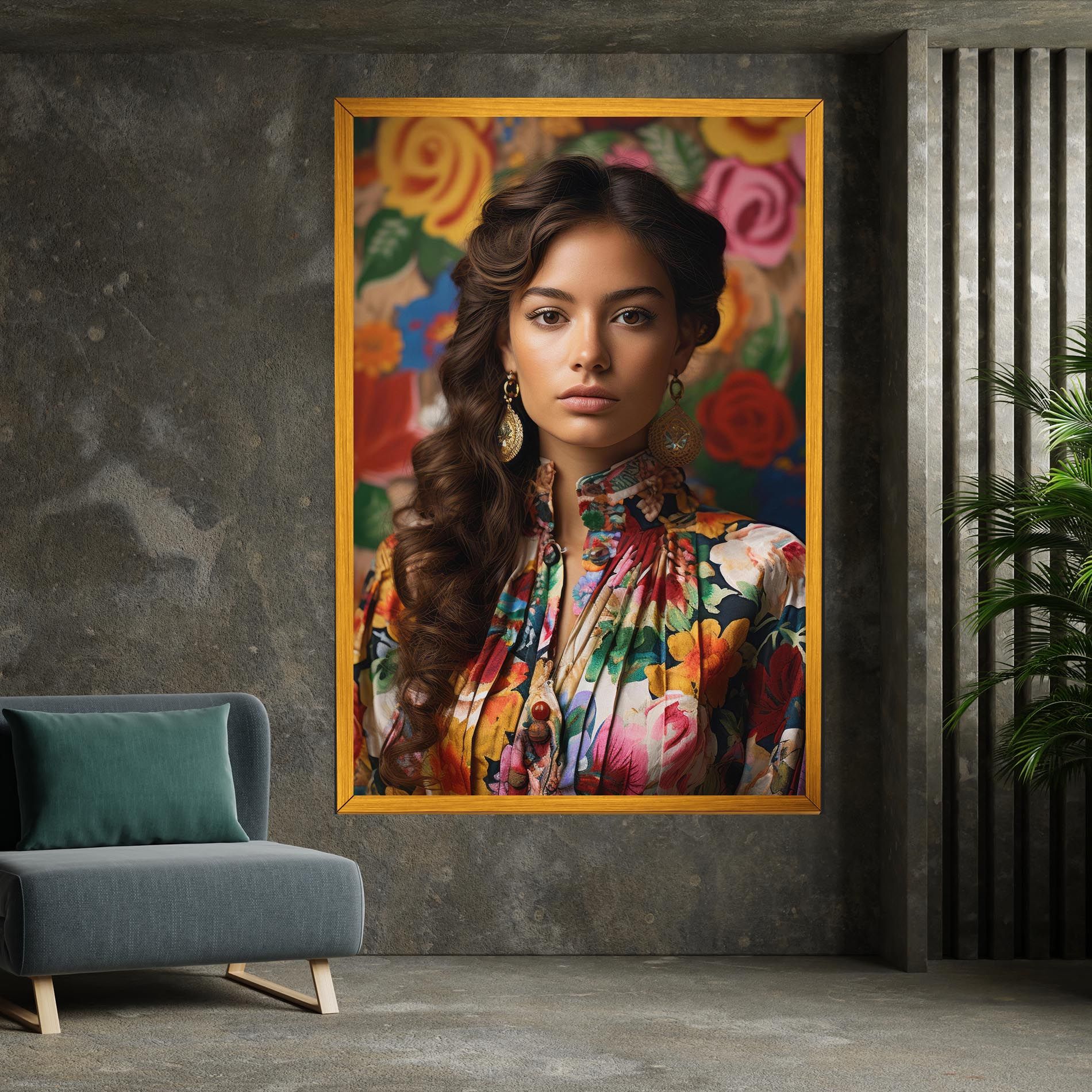 Floral Dress Long Hair mockup 7