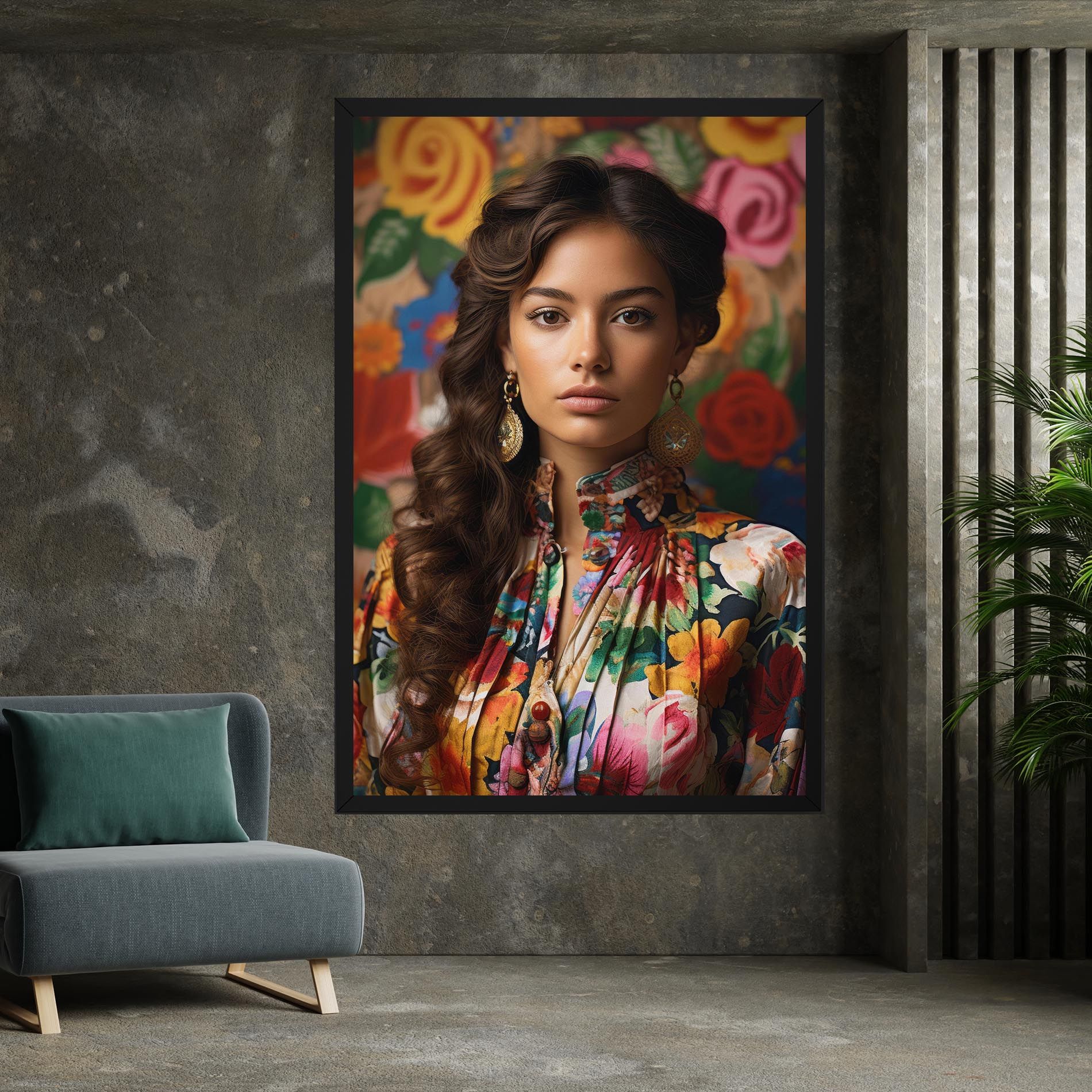 Floral Dress Long Hair mockup 7