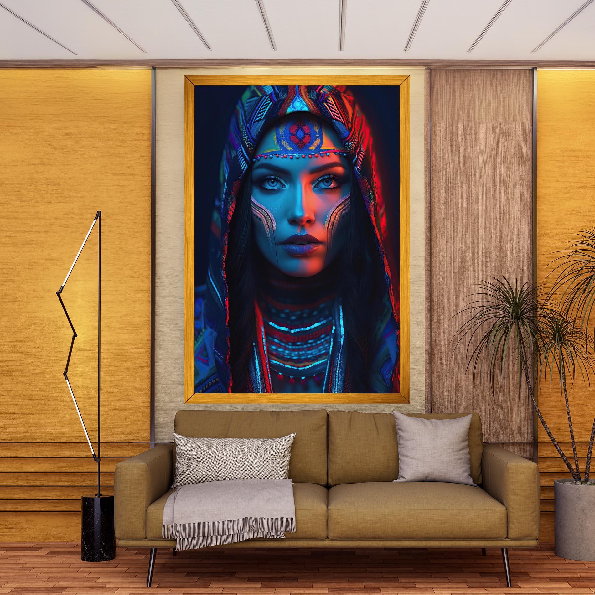 Картина на платно Blue Red Light Hood mockup 9