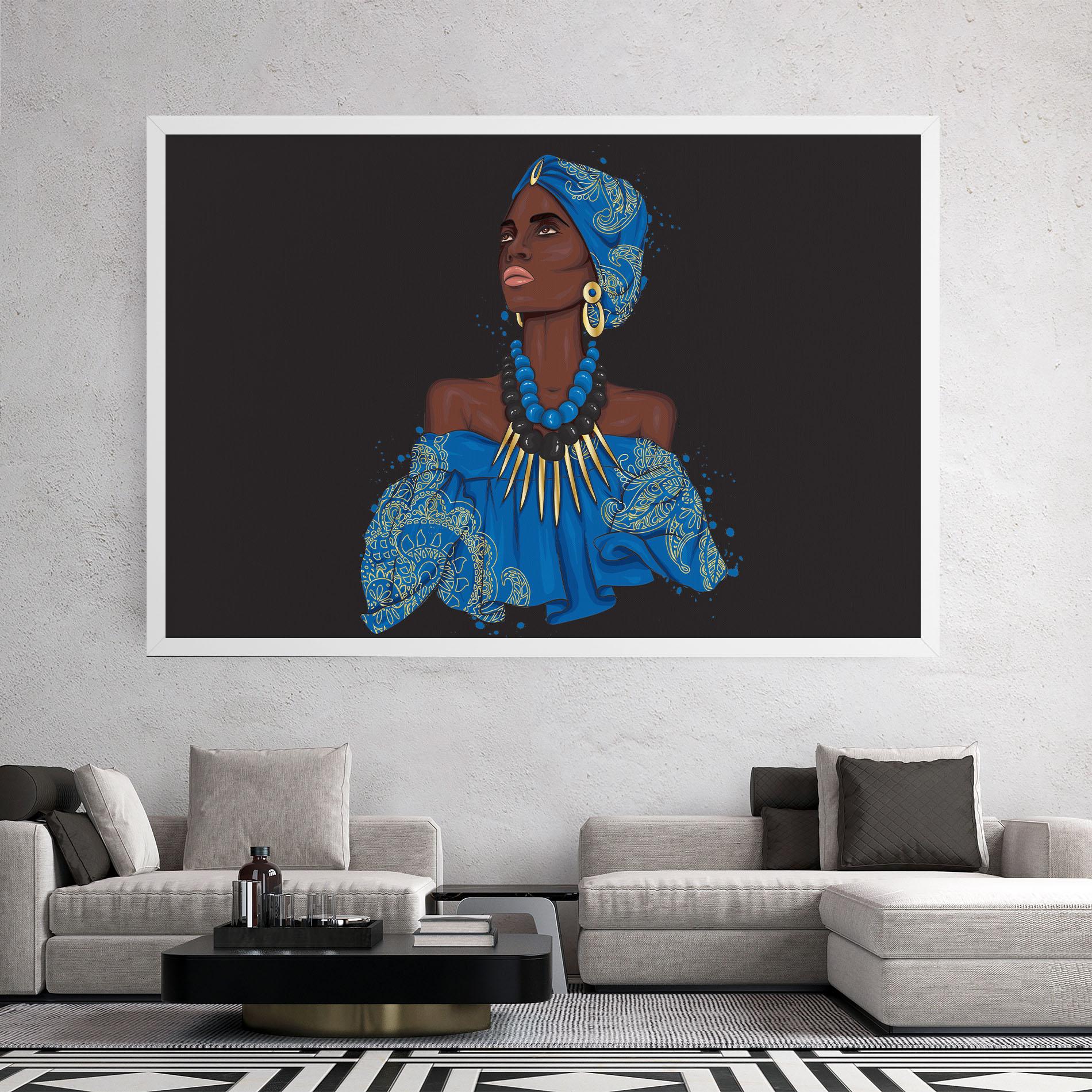 Картина на платно Blue African Outfit mockup 2
