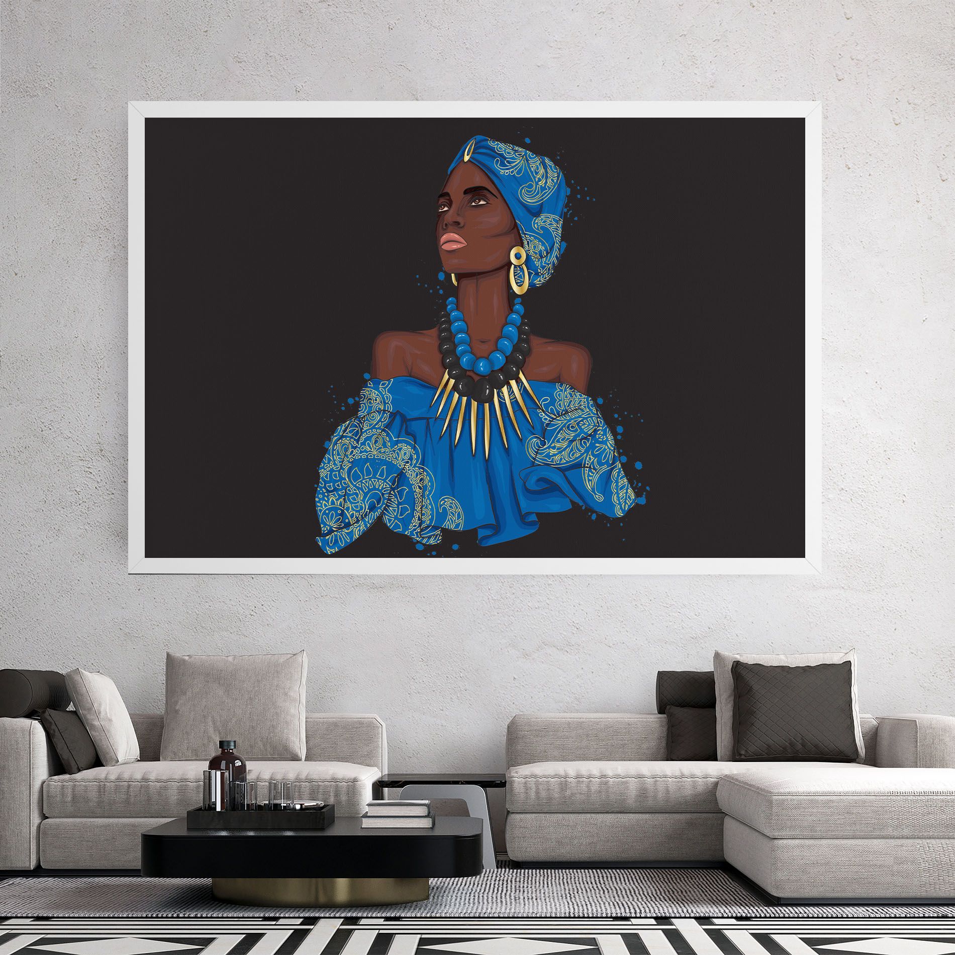 Blue African Outfit mockup 2