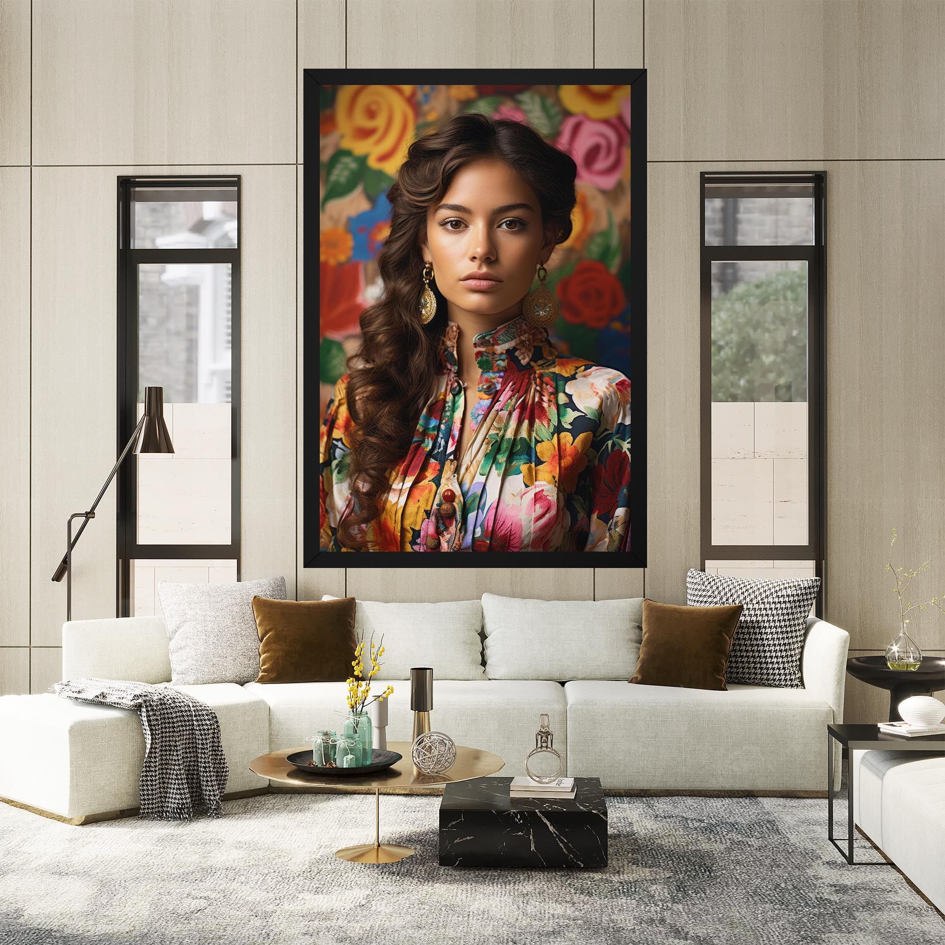 Floral Dress Long Hair mockup 2