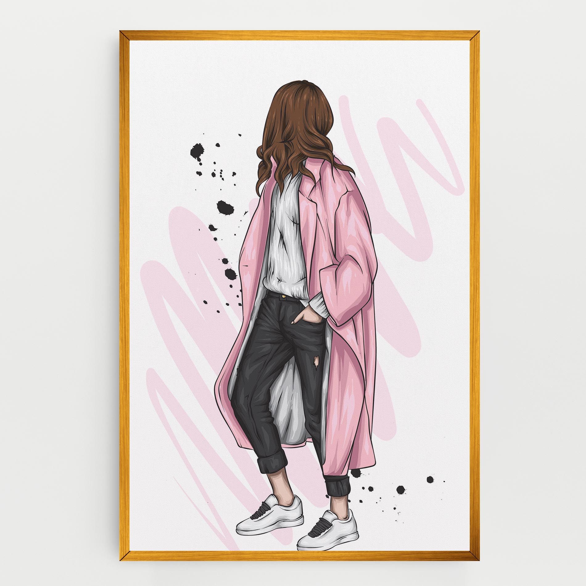 Pink Coat Woman mockup 0