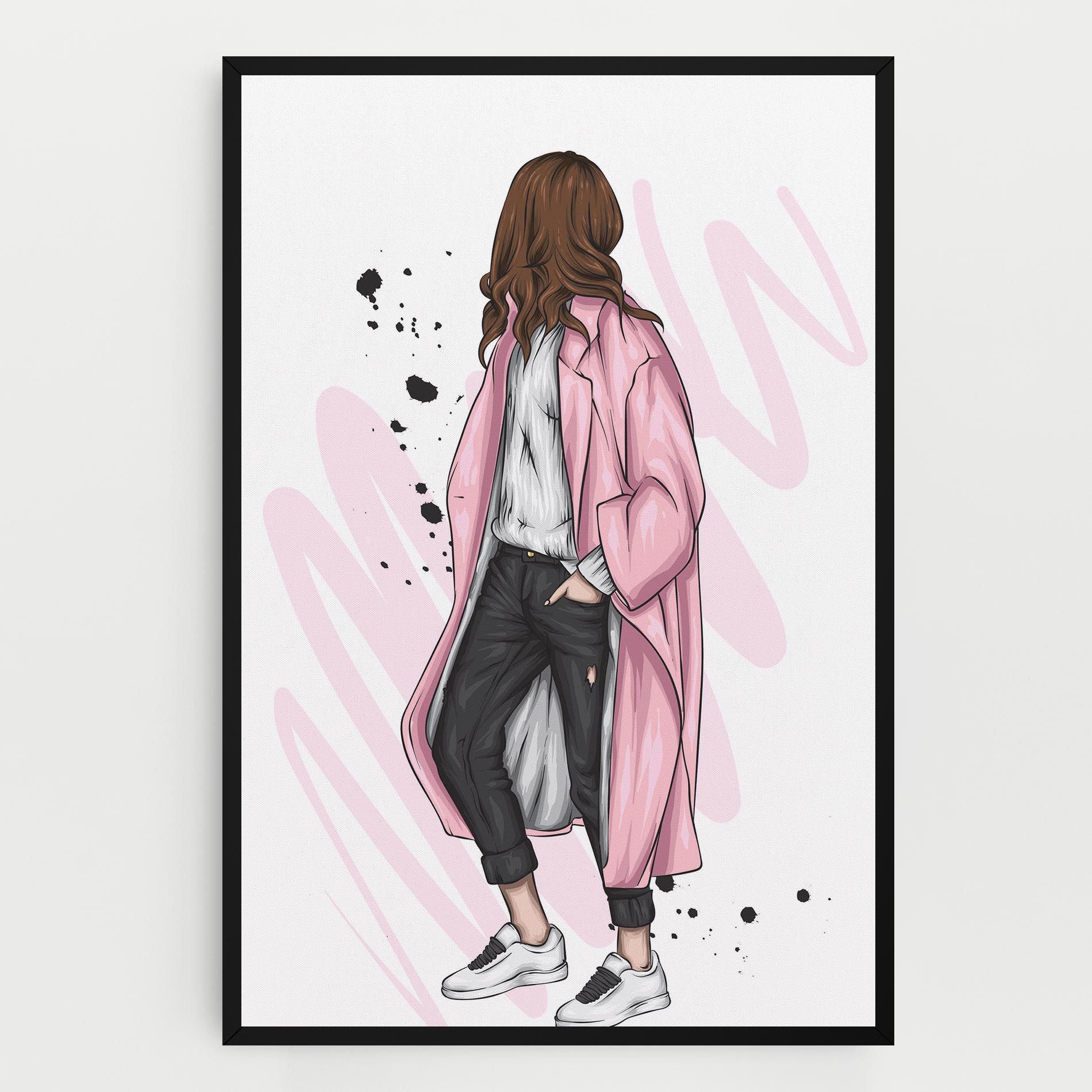 Pink Coat Woman mockup 0