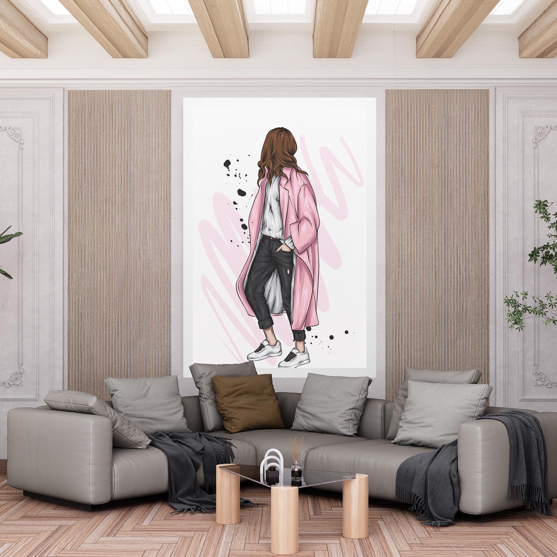 Картина на платно Pink Coat Woman mockup 6