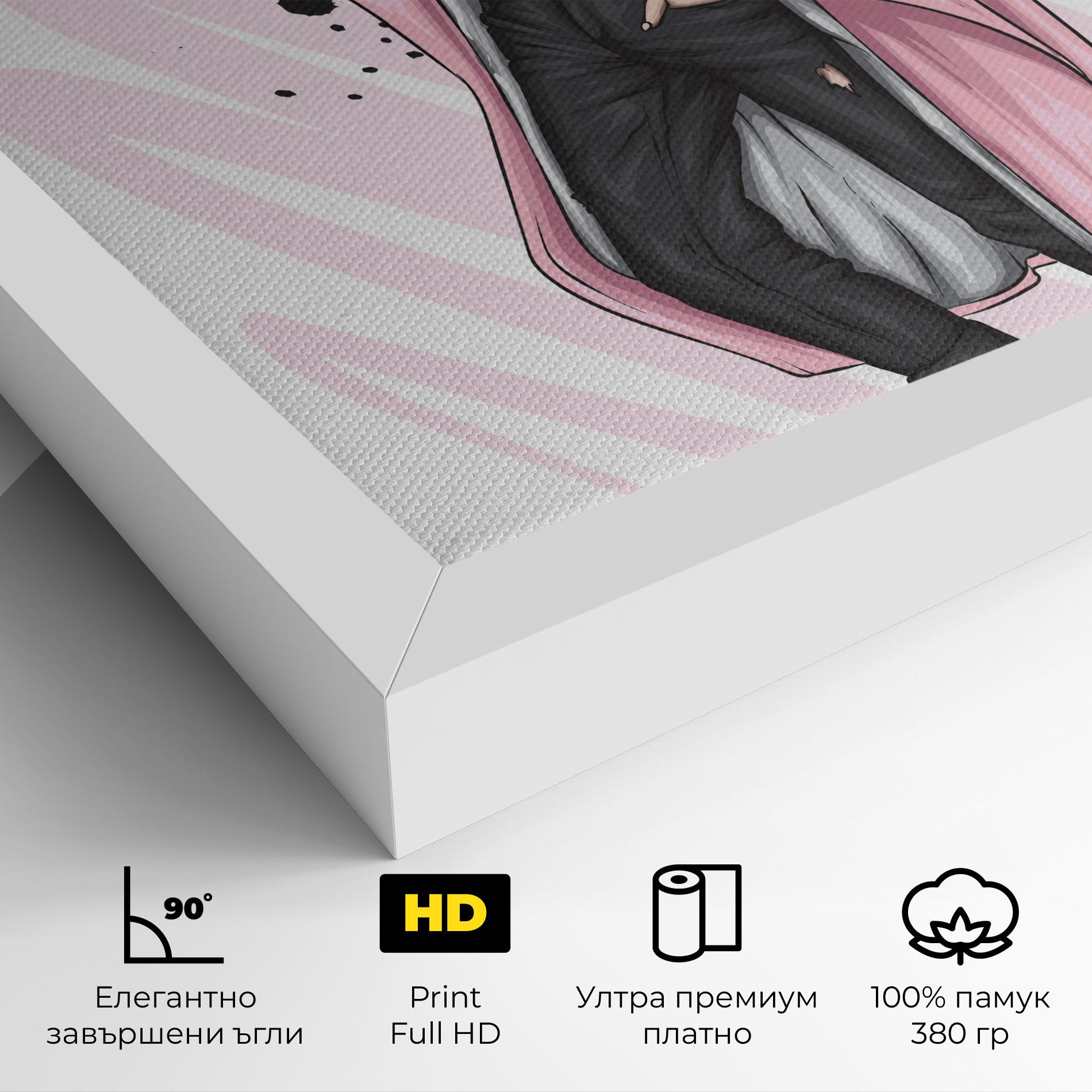 Картина на платно Pink Coat Woman mockup 4