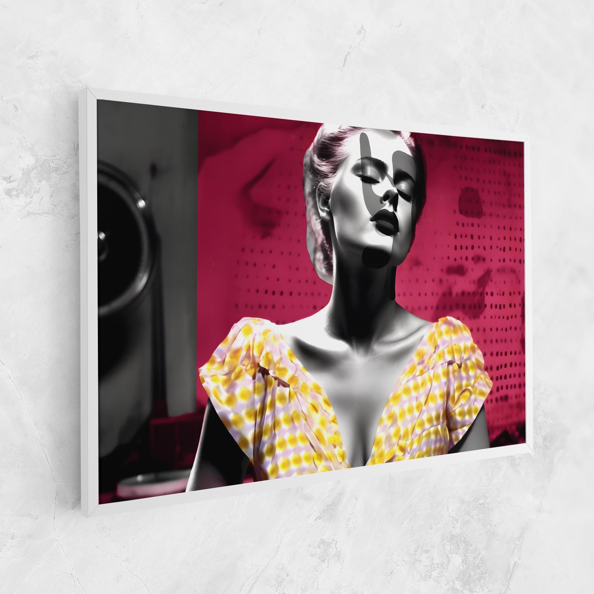 Картина на платно Yellow Dress On Pink mockup 1