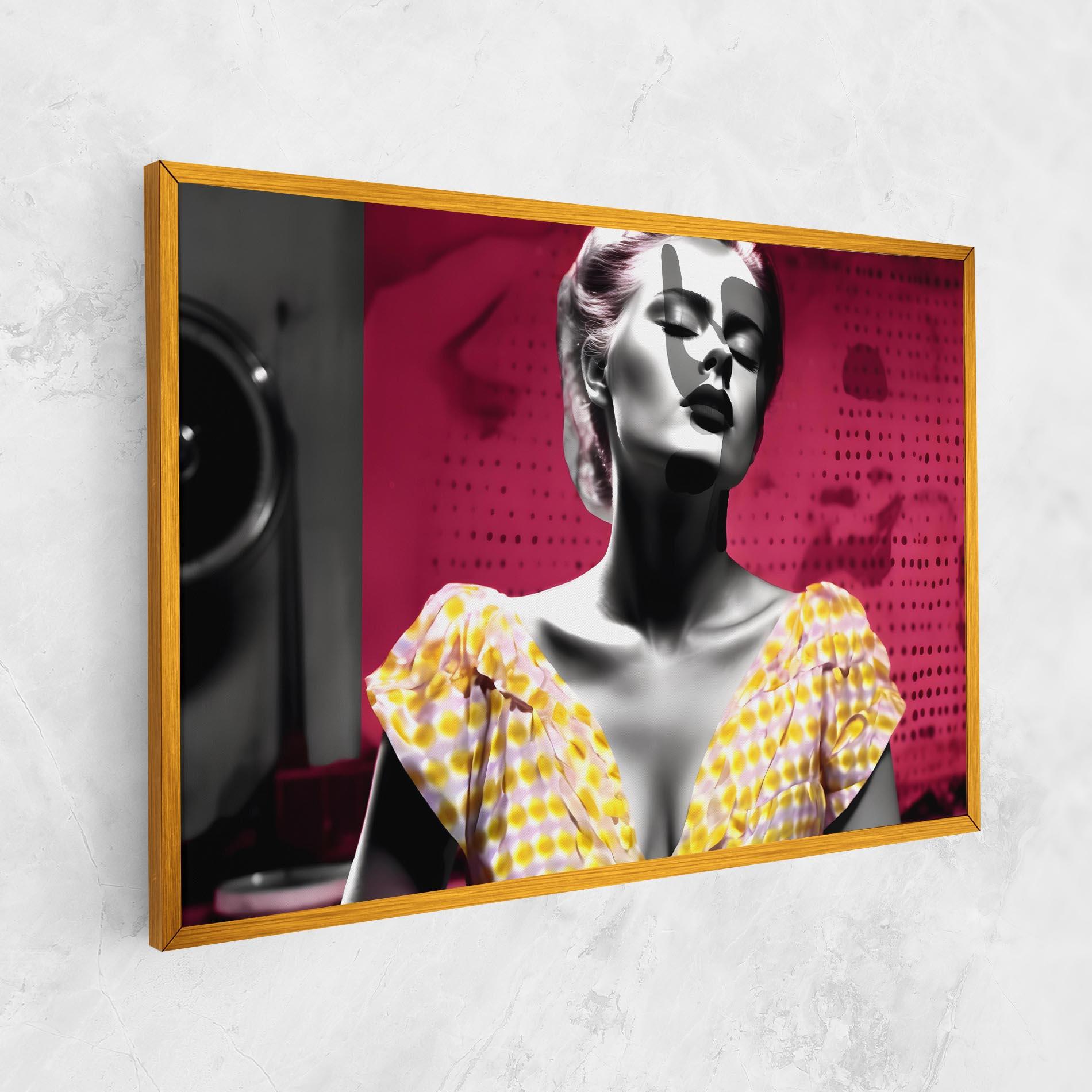 Картина на платно Yellow Dress On Pink mockup 1