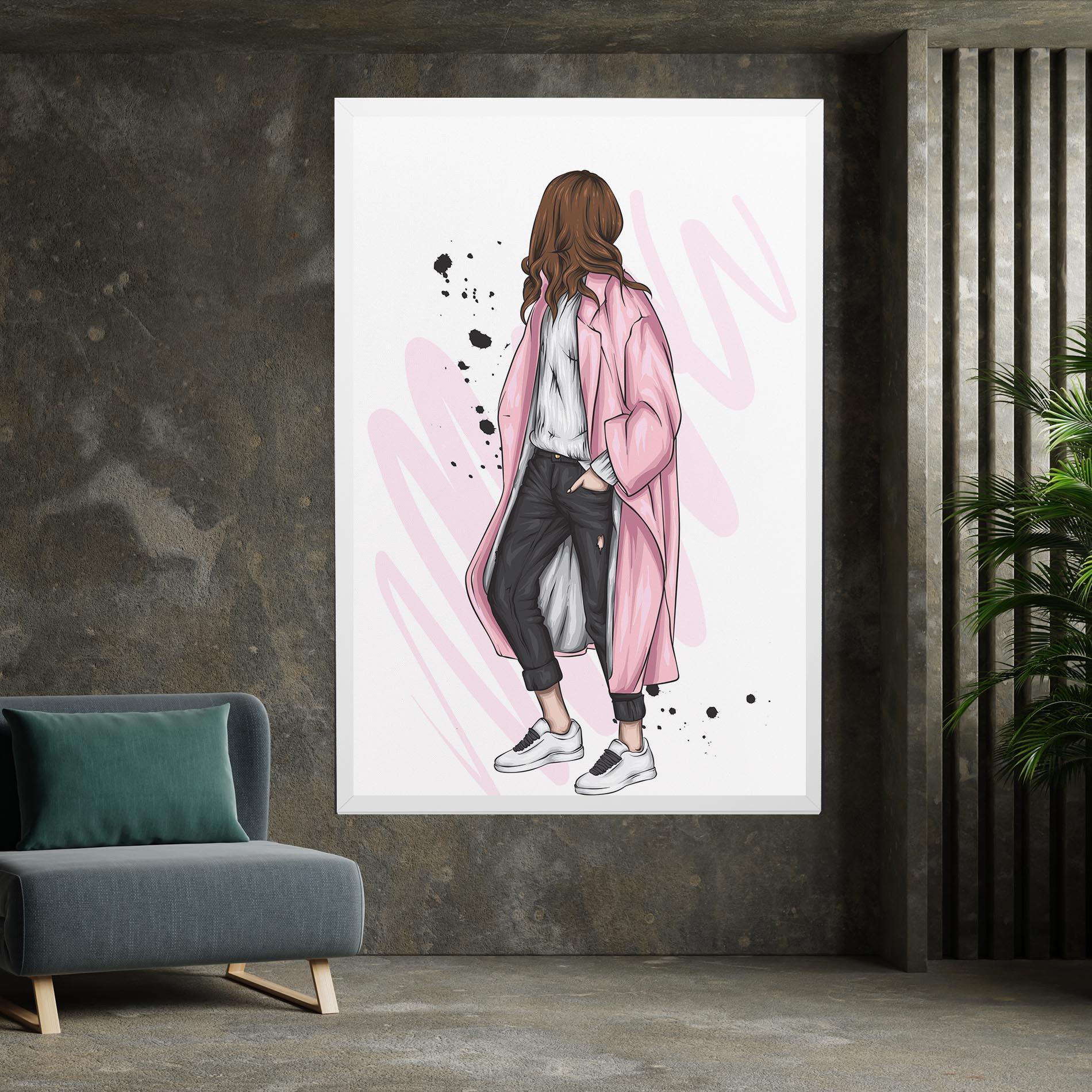 Картина на платно Pink Coat Woman mockup 7