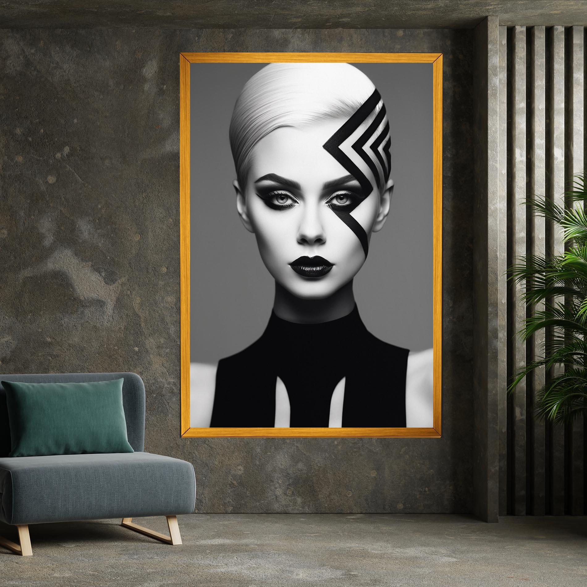 Картина на платно Black Lines On Face mockup 7