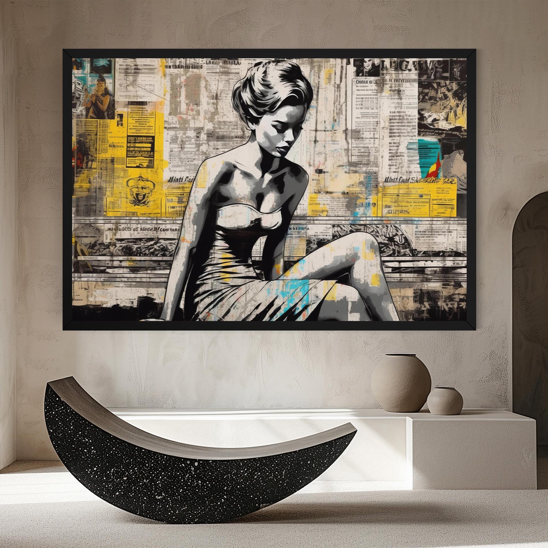 Картина на платно Newspaper Painting Girl mockup 8