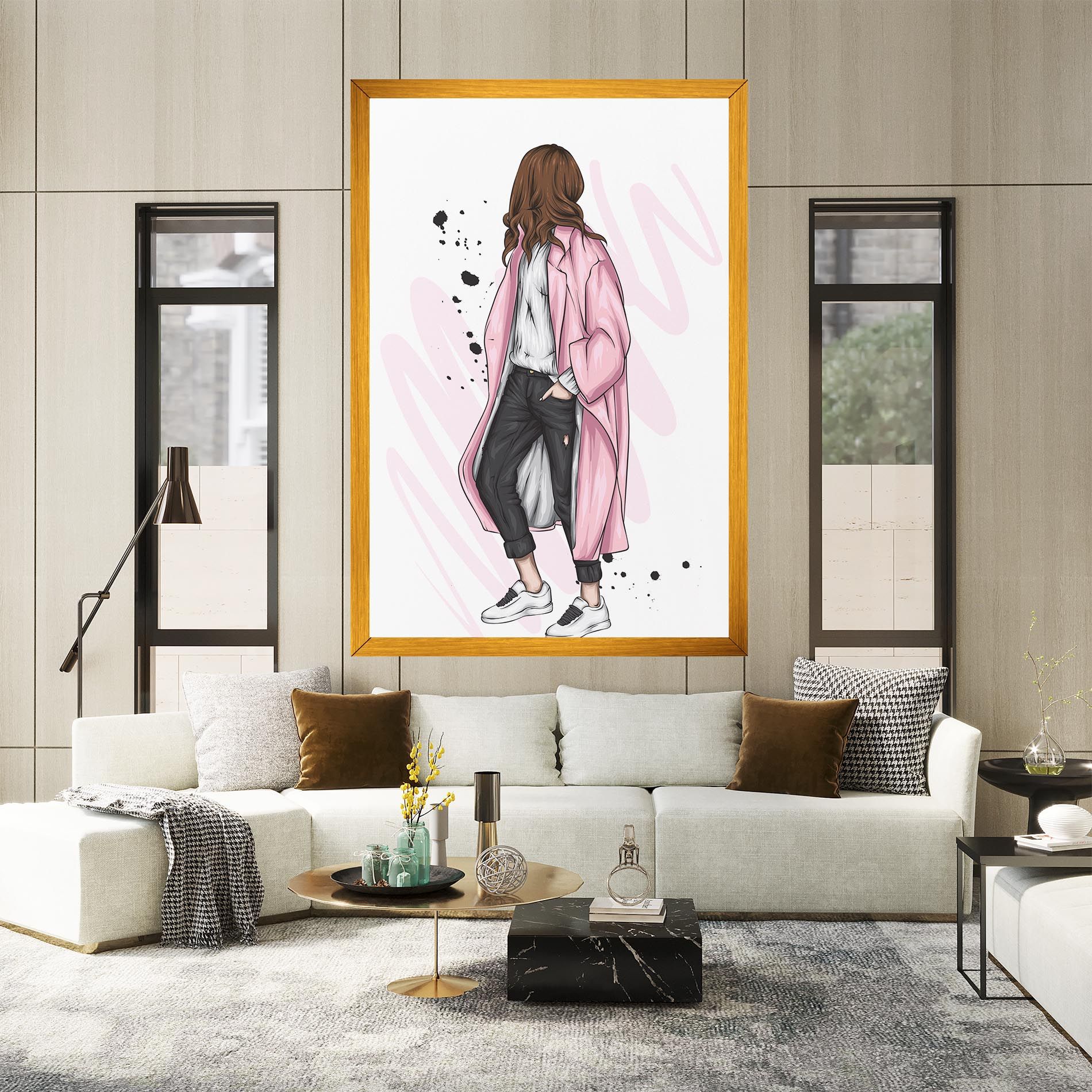 Pink Coat Woman mockup 2
