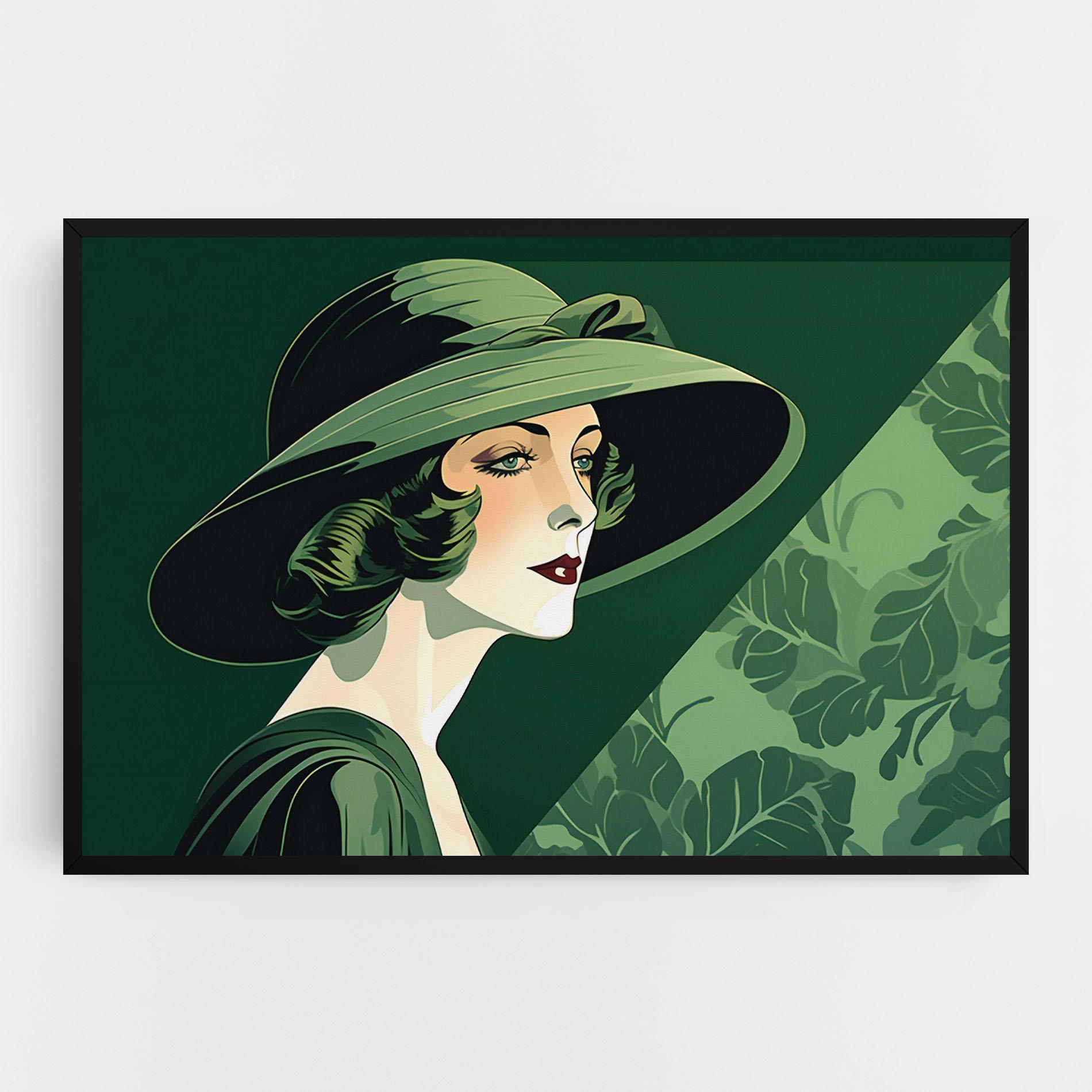 Картина на платно Green Woman Painting mockup 0