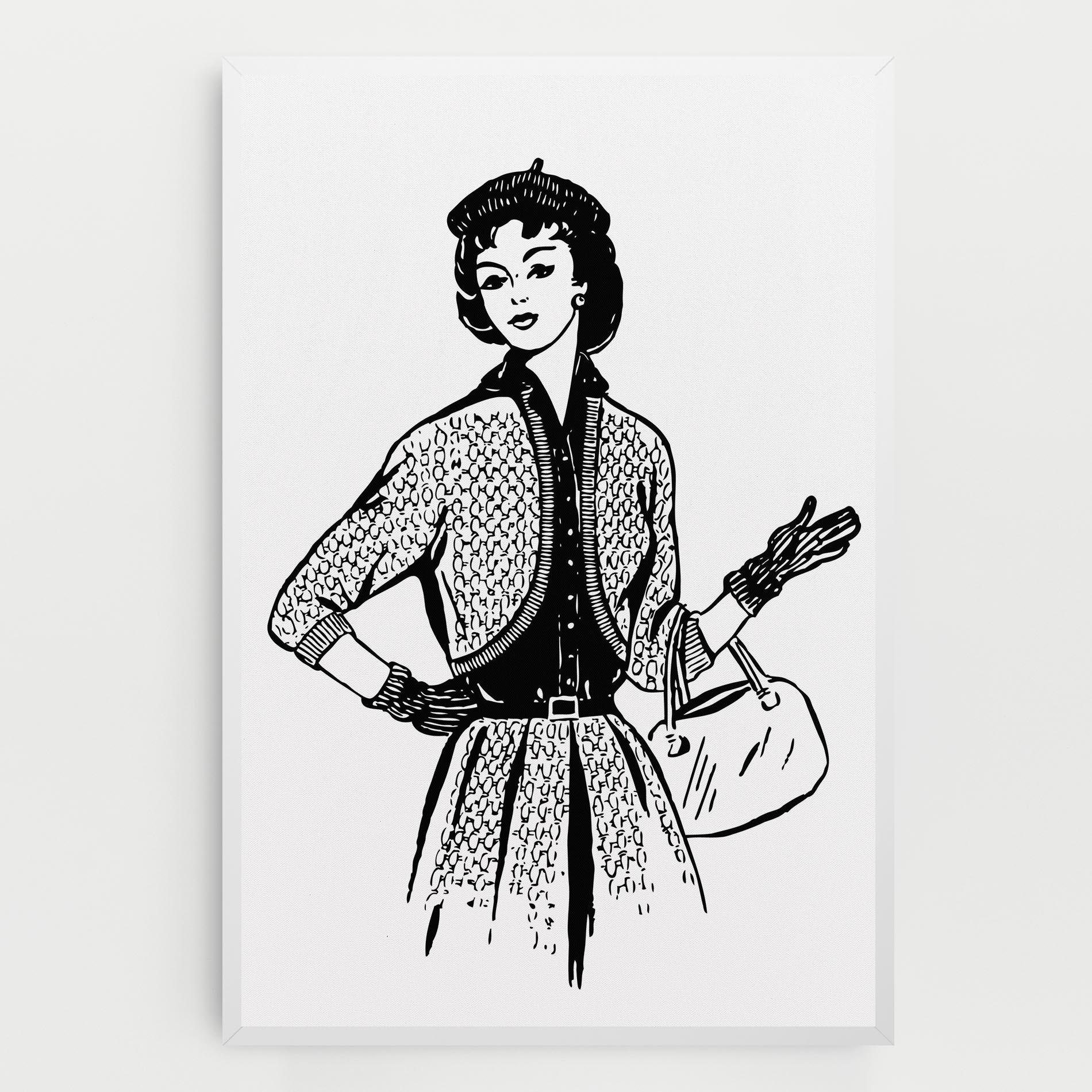 Картина на платно Vintage Woman Line mockup 0